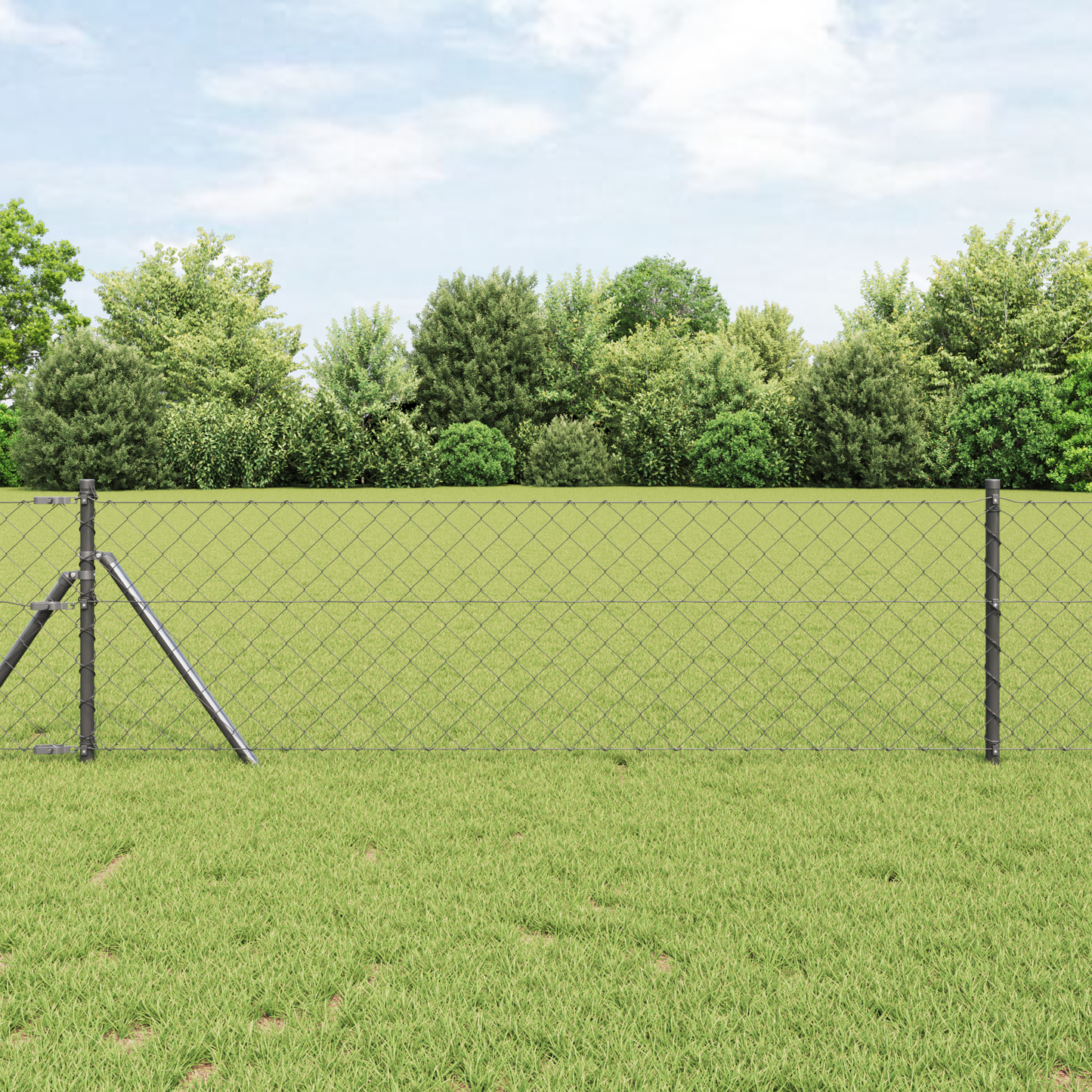 Kjedegrindstøtte 25 x 0,4 m PVC-belagt stål Grå Mesh