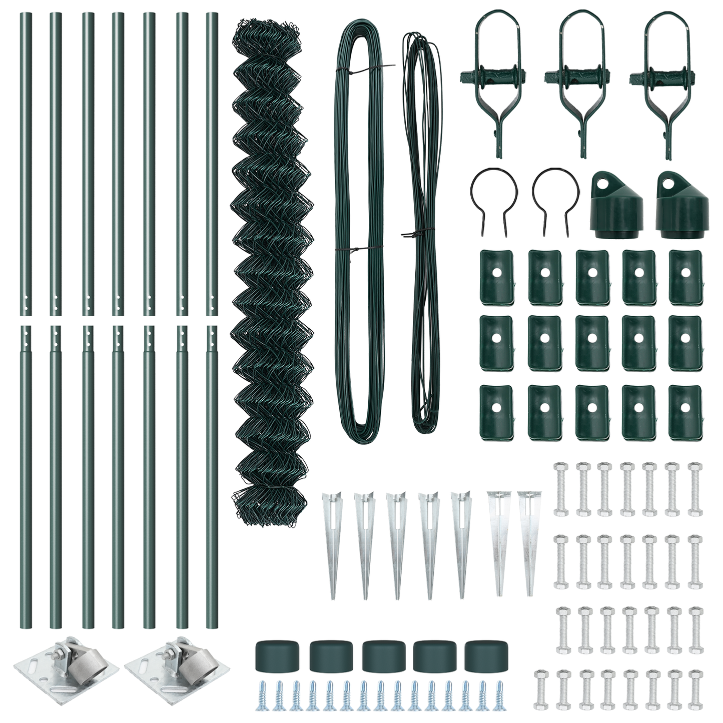 Kjedefence med topper 10 x 1,6 m PVC-belagt stål Grønn Mesh