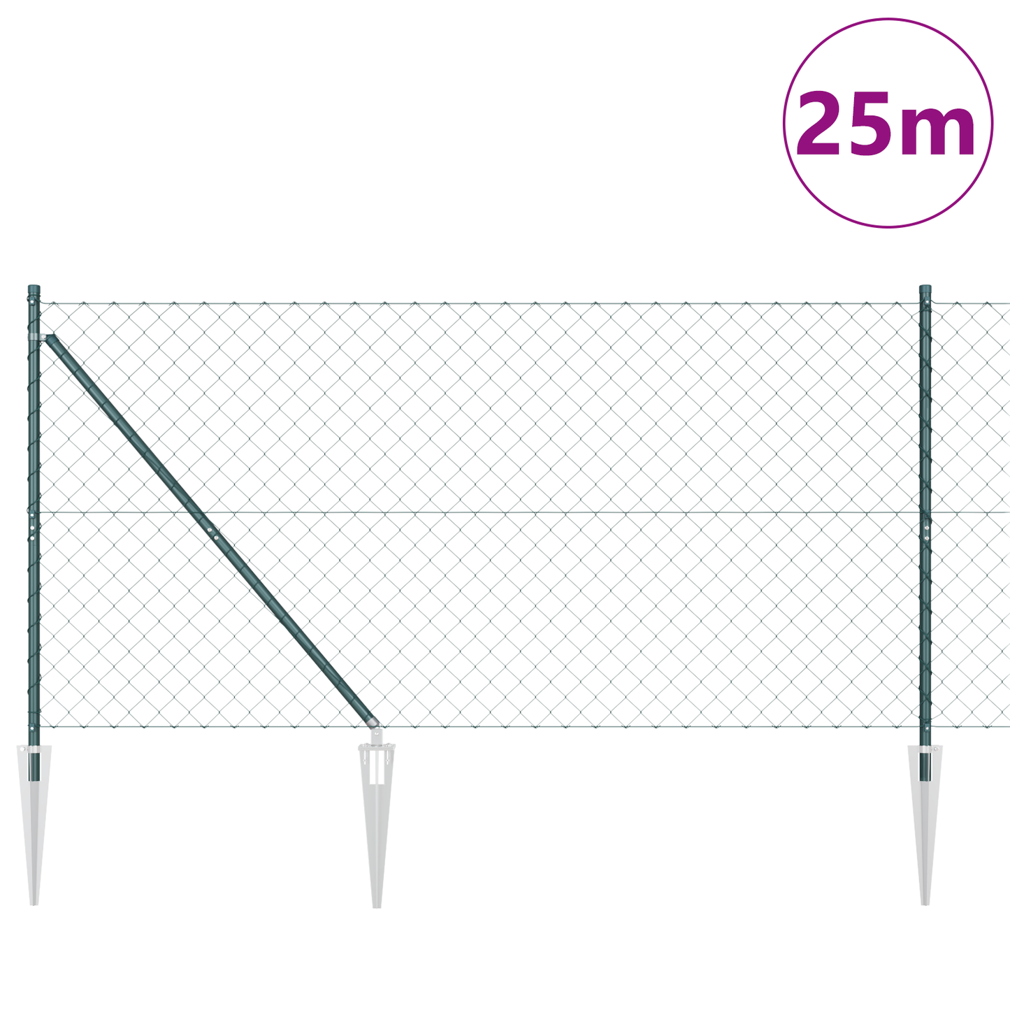 Kjedefence med topper 25 x 1,4 m PVC-belagt stål Grønn Mesh