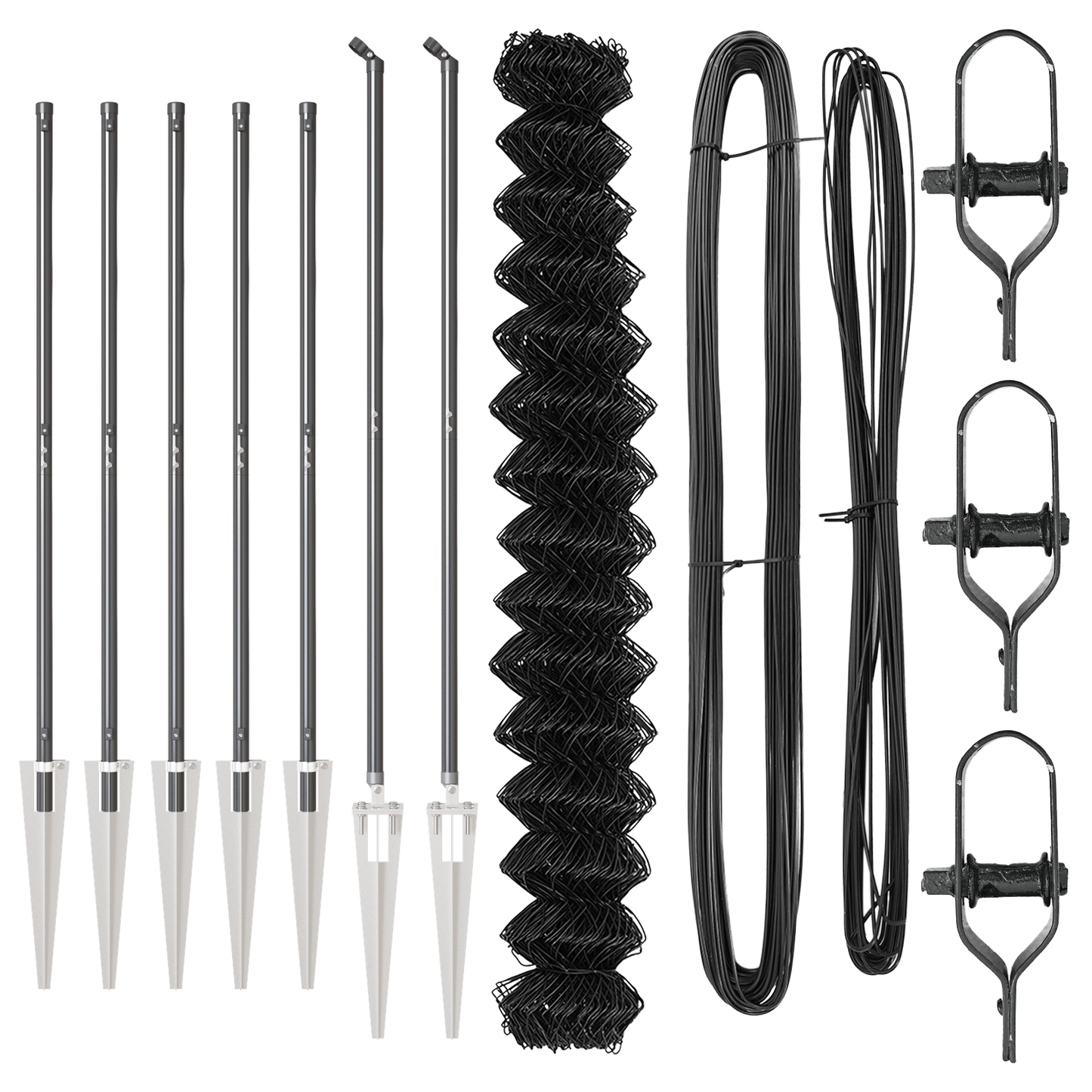 Kjedefence med topper 10 x 1,6 m PVC-belagt stål Grå Mesh