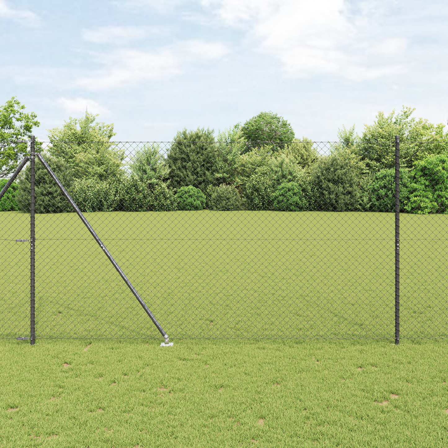 Kjedefence med topper 10 x 1,6 m PVC-belagt stål Grå Mesh
