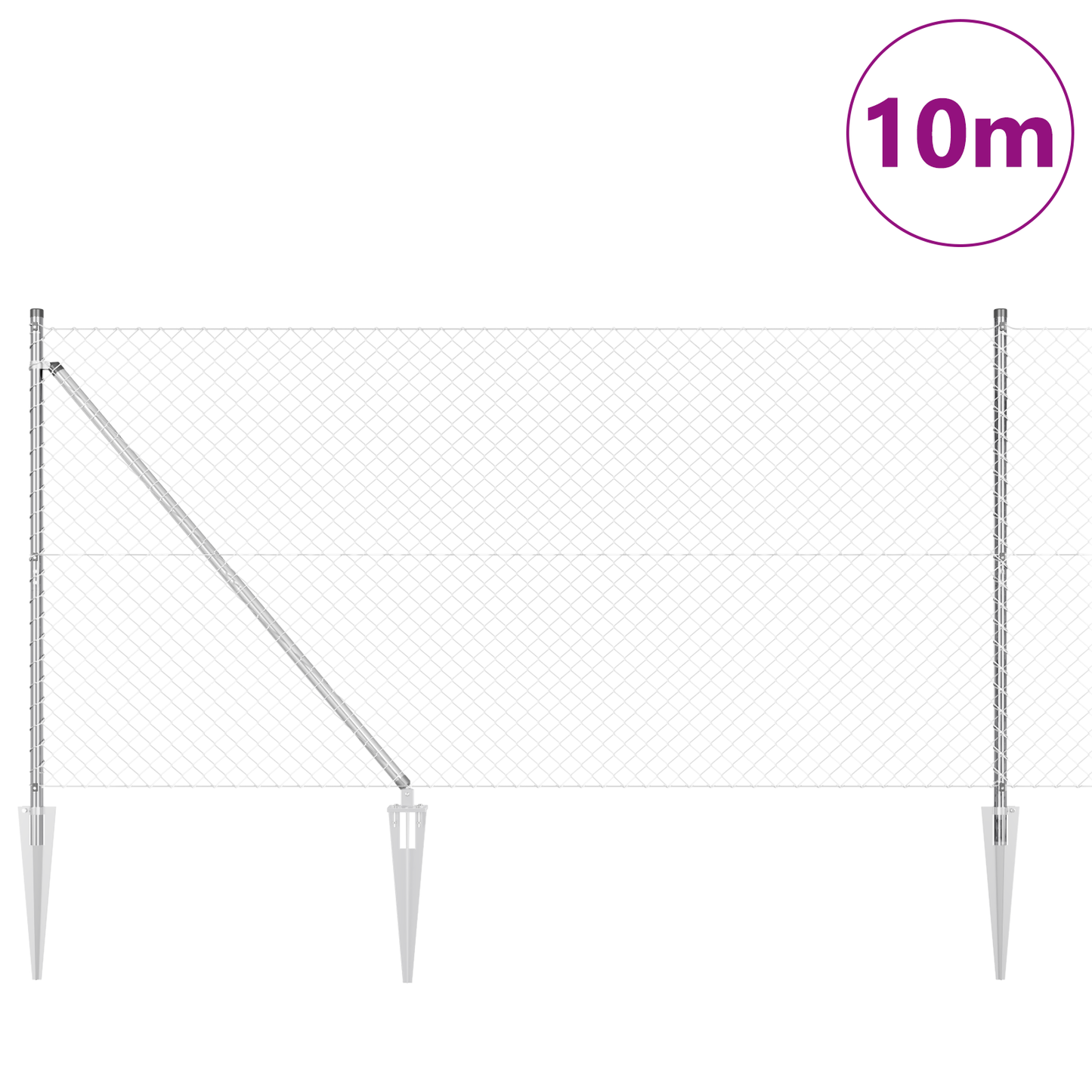Kjedefence med topper 10 x 1,4 m Galvanisert stål Sølv Mesh