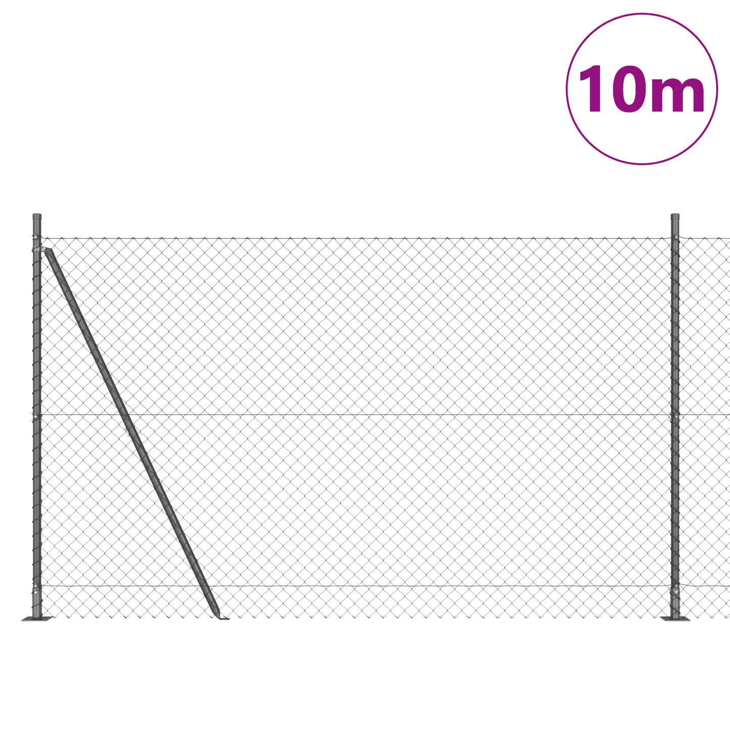Kjedegjerde med betongbase 10 x 1,4 m PVC-belagt stål Grå Mesh