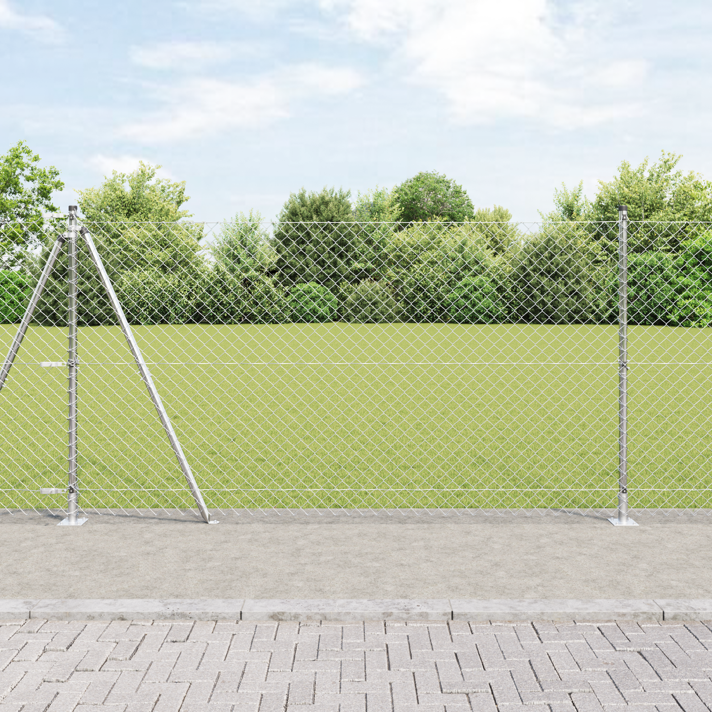 Utendørs Kjedefence med Betongbase 10 x 1,2 m Galvanisert stål