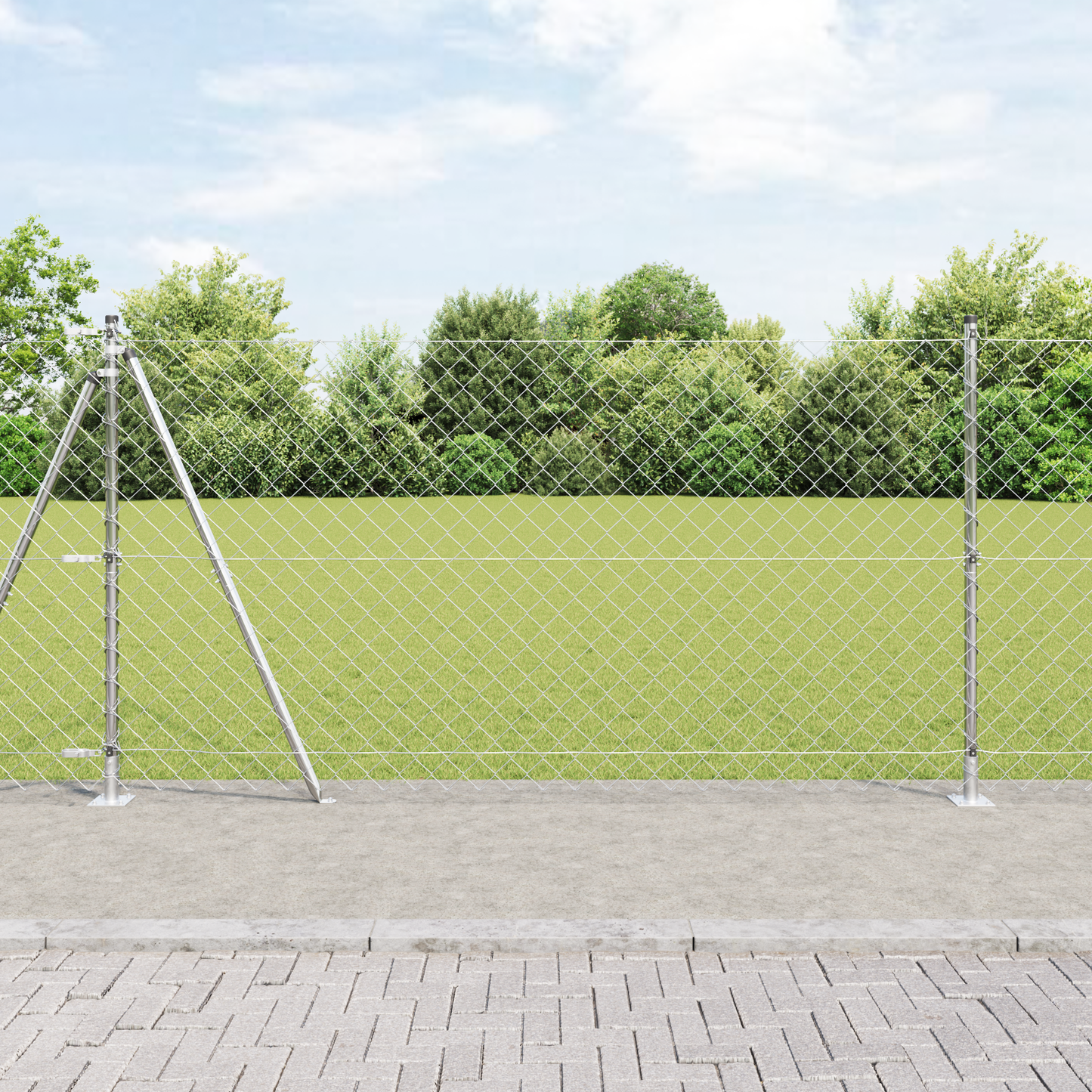 Utendørs Kjedefence med Betongbase 10 x 1,2 m Galvanisert stål