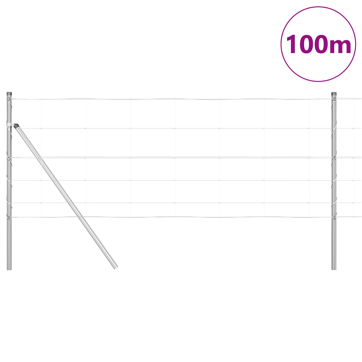 Grunnfest Sveiset Trådgjerde 100 x 0,8 m Galvanisert stål Sølv