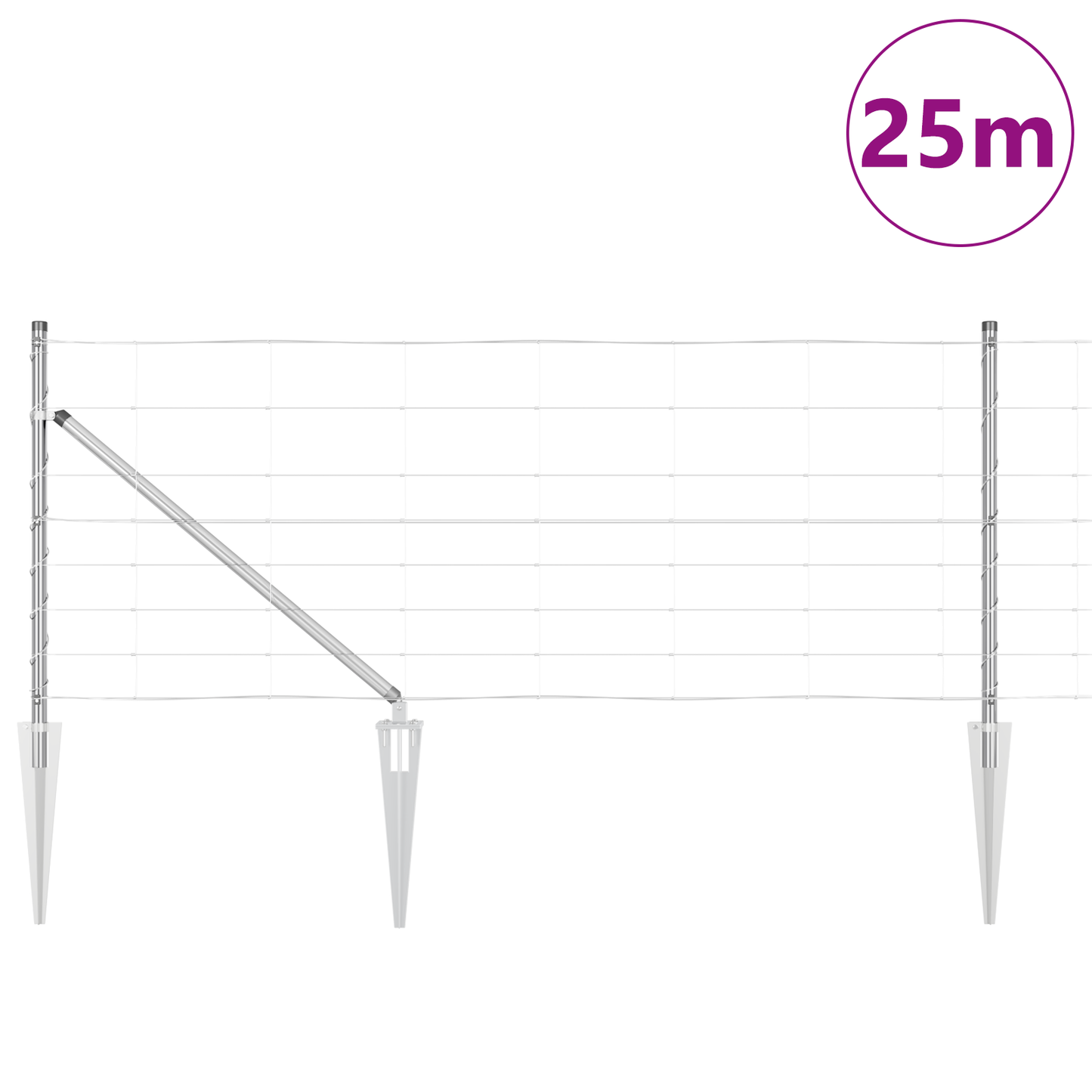 Svweiende trådgjerde med spisser 25 x 0,8 m Galvanisert stål