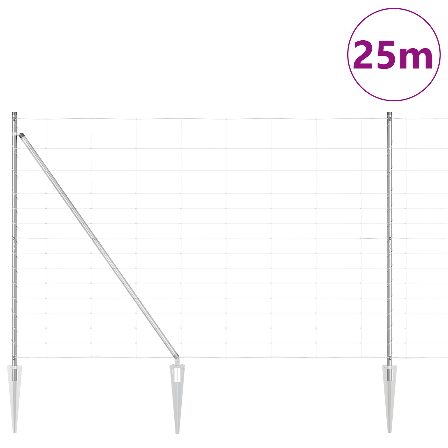 Svweiende trådgjerde med spisser 25 x 1,6 m Galvanisert stål