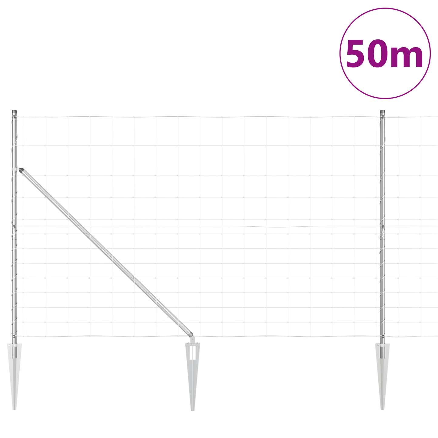 Svweiende trådgjerde med spisser 50 x 1,5 m Galvanisert stål