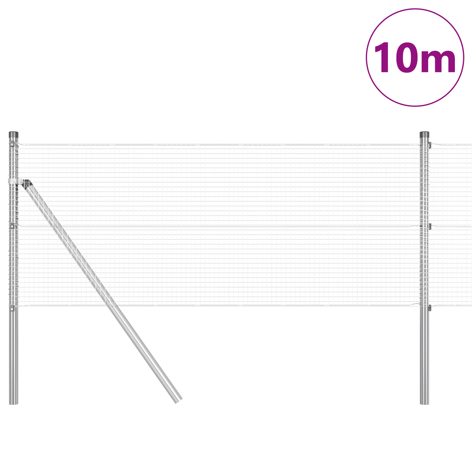 Gjerde med innlegg. sølv 0.8 x 10 m Stål