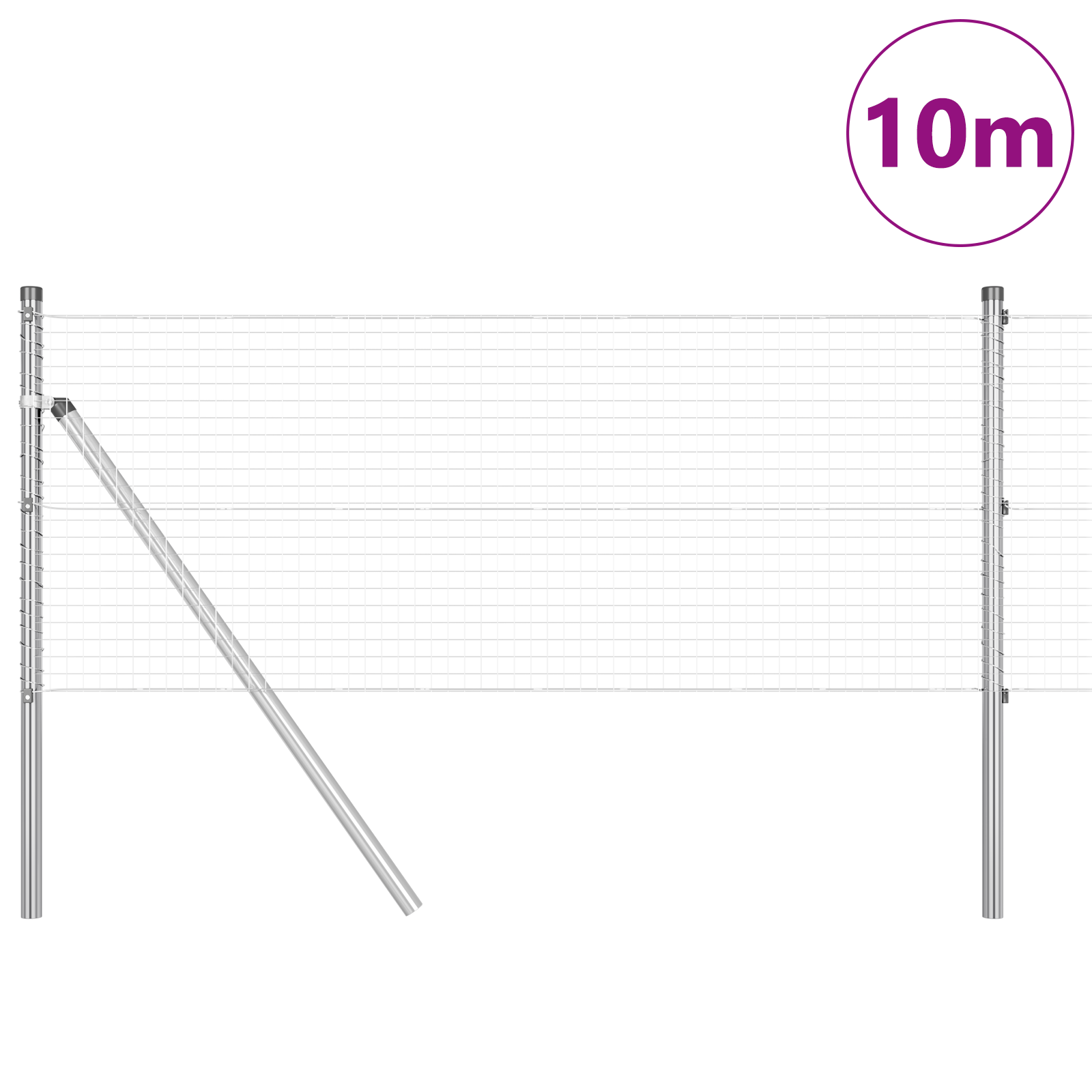 Gjerde med innlegg. sølv 0.8 x 10 m Stål