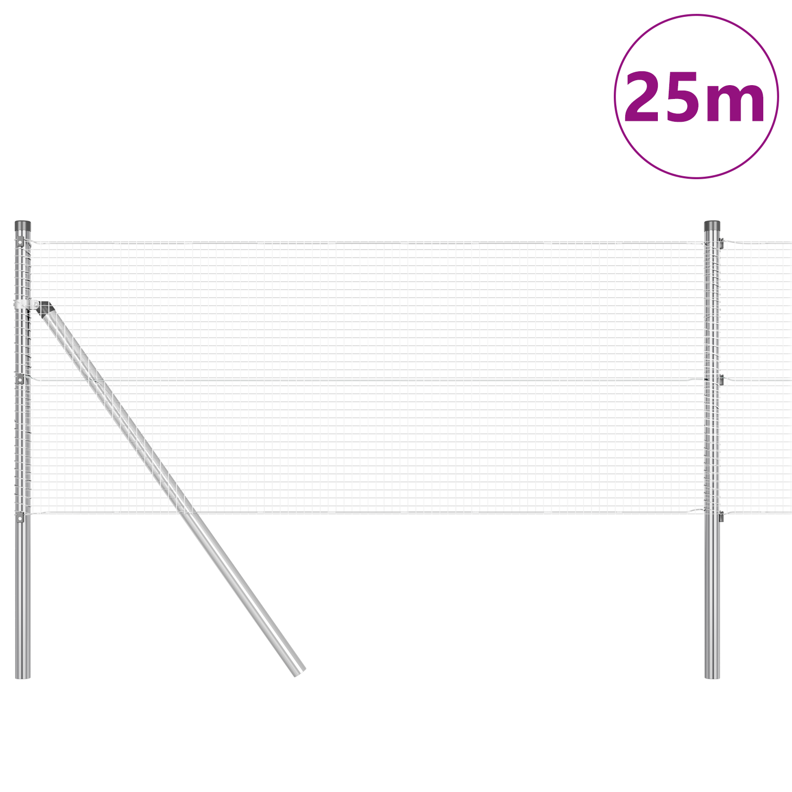 Gjerde med innlegg. sølv 0.8 x 25 m Stål