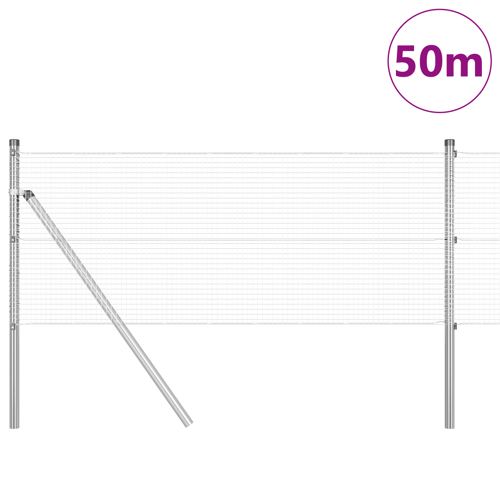 Gjerde med innlegg. sølv 0.8 x 50 m Stål