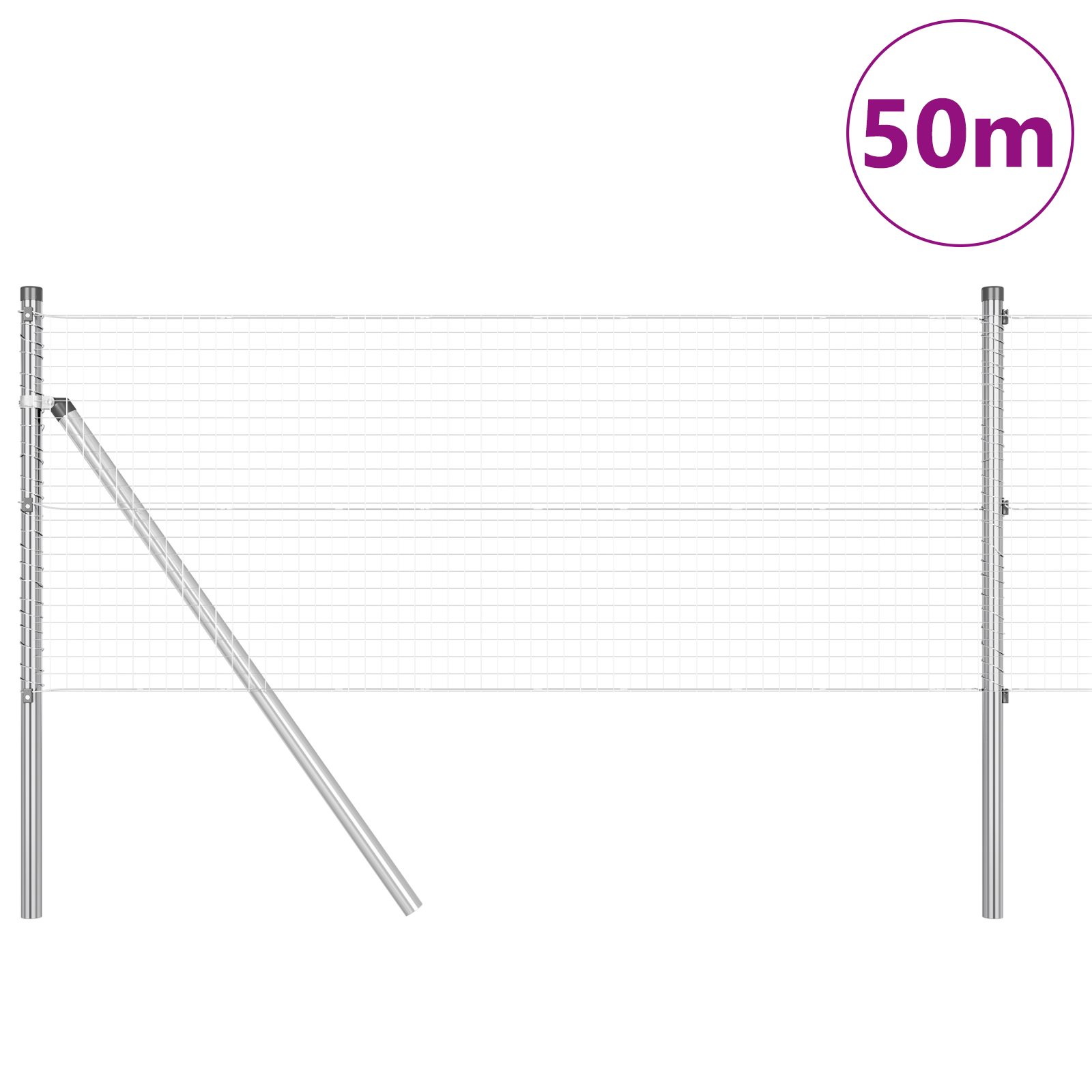 Gjerde med innlegg. sølv 0.8 x 50 m Stål