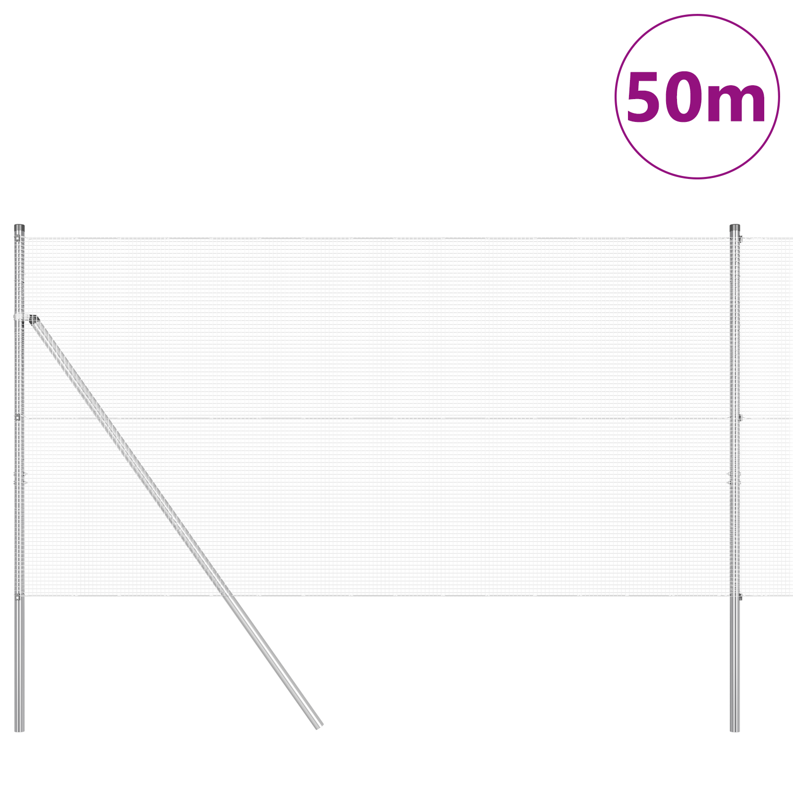 Gjerde med innlegg. sølv 1 x 50 m Stål
