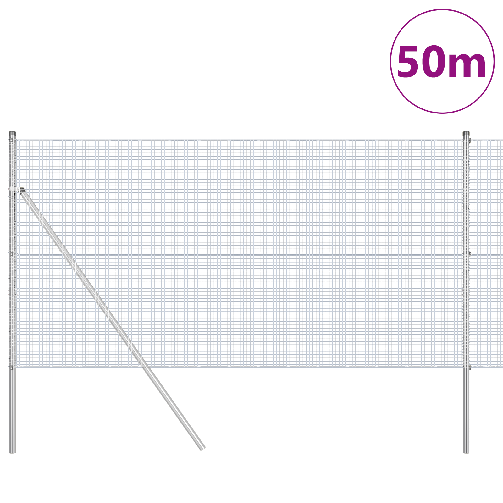 Gjerde med innlegg. sølv 1 x 50 m Stål