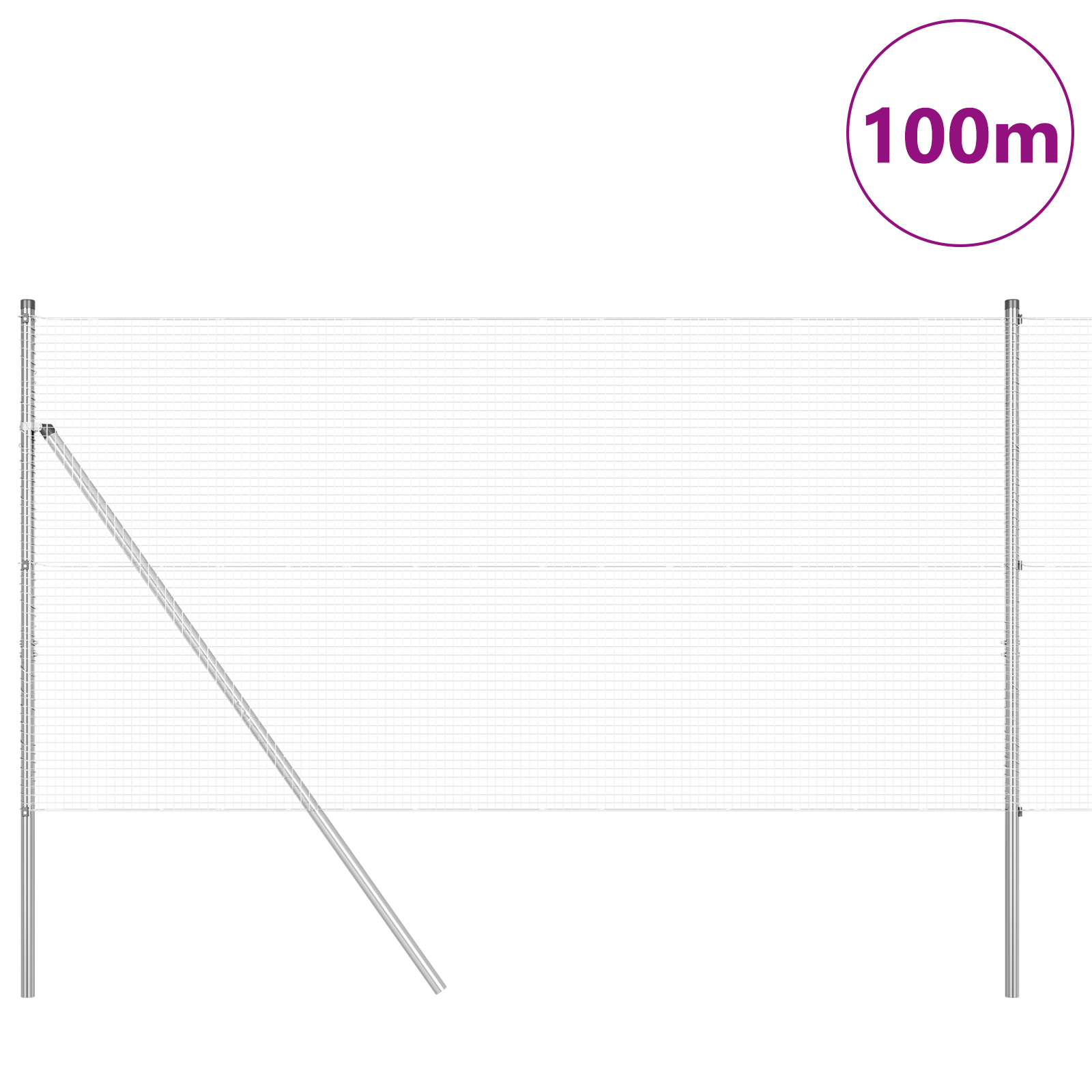 Gjerde med innlegg. sølv 1 x 100 m Stål