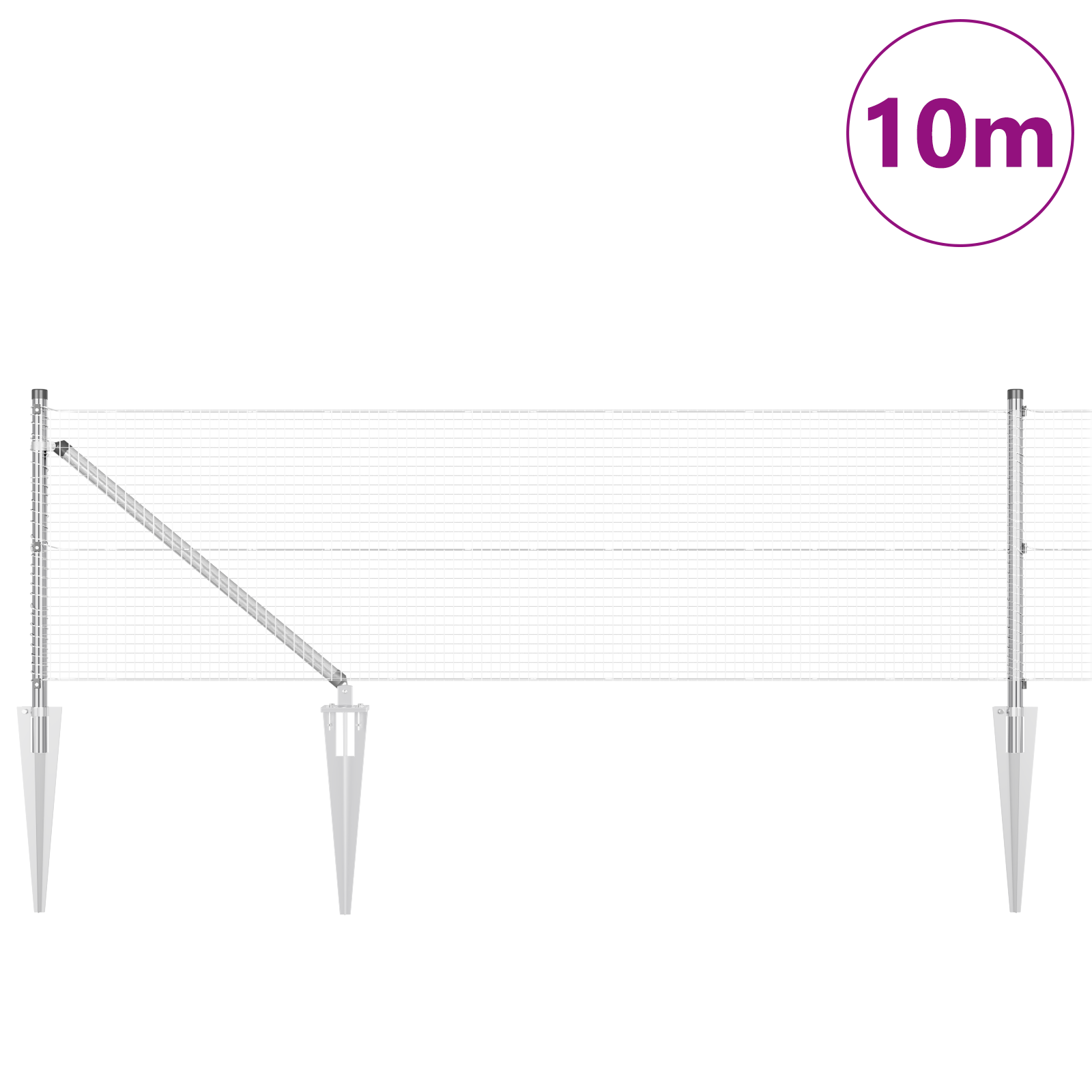 Gjerde med innlegg. sølv 0.6 x 10 m Stål