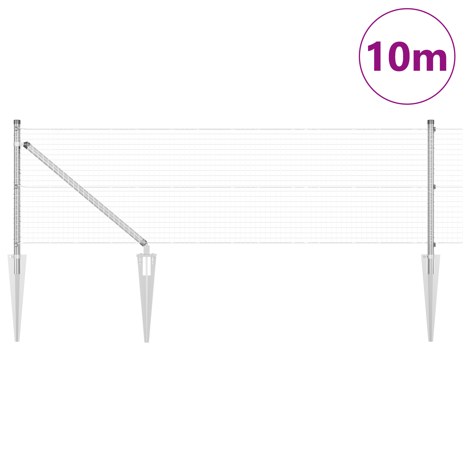 Gjerde med innlegg. sølv 0.6 x 10 m Stål