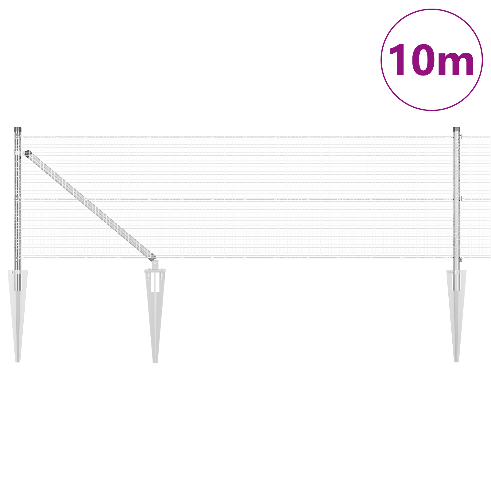 Gjerde med innlegg. sølv 0.8 x 10 m Stål