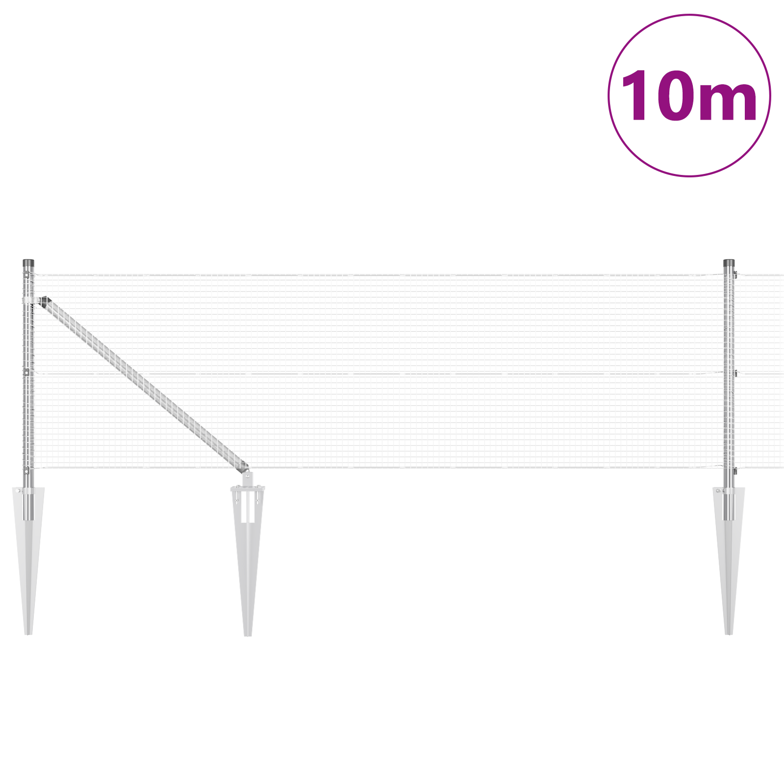 Gjerde med innlegg. sølv 0.8 x 10 m Stål