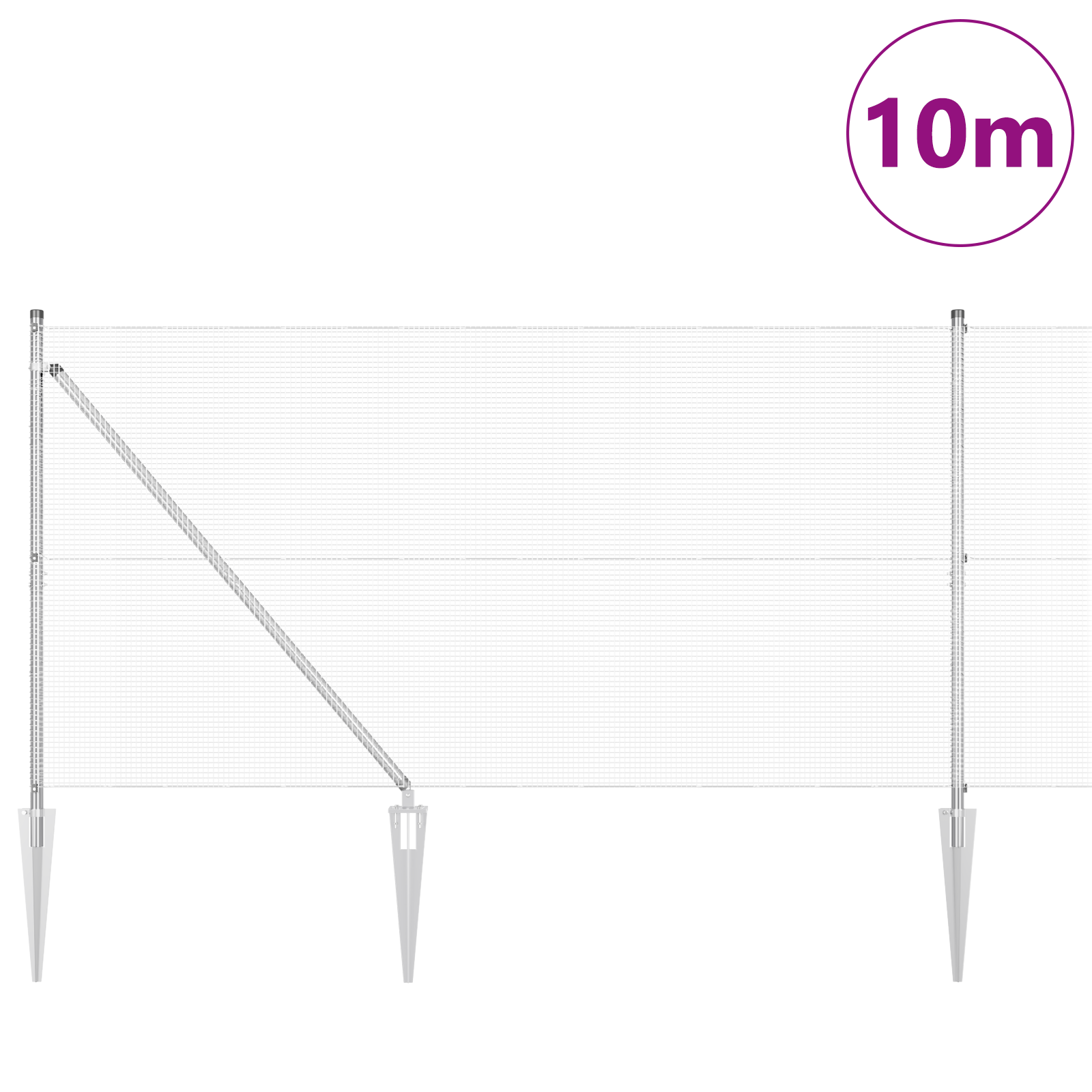 Gjerde med innlegg. sølv 1.2 x 10 m Stål