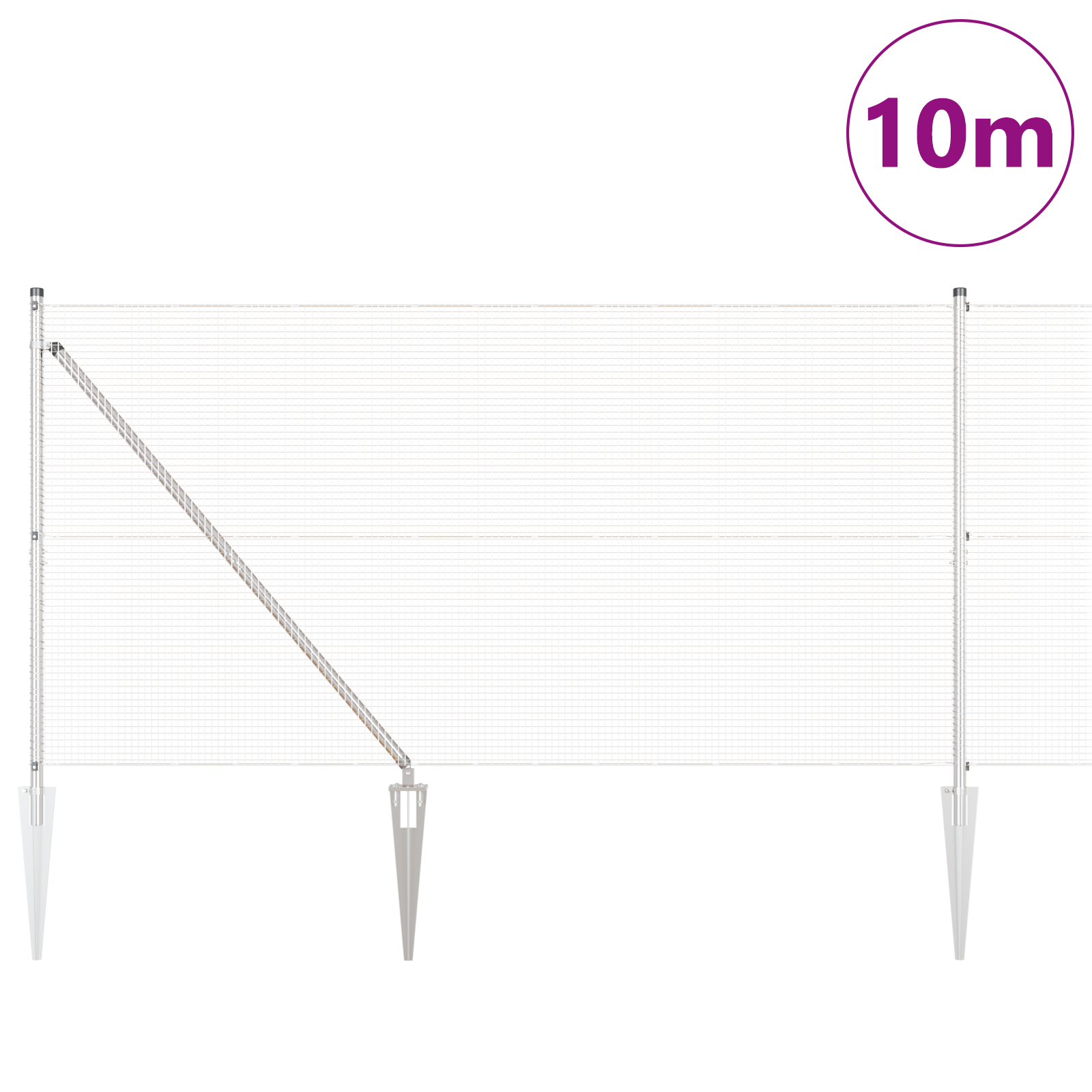 Gjerde med innlegg. sølv 1.2 x 10 m Stål