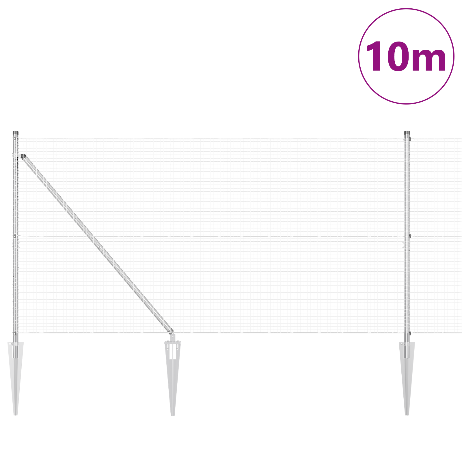 Gjerde med innlegg. sølv 1.2 x 10 m Stål