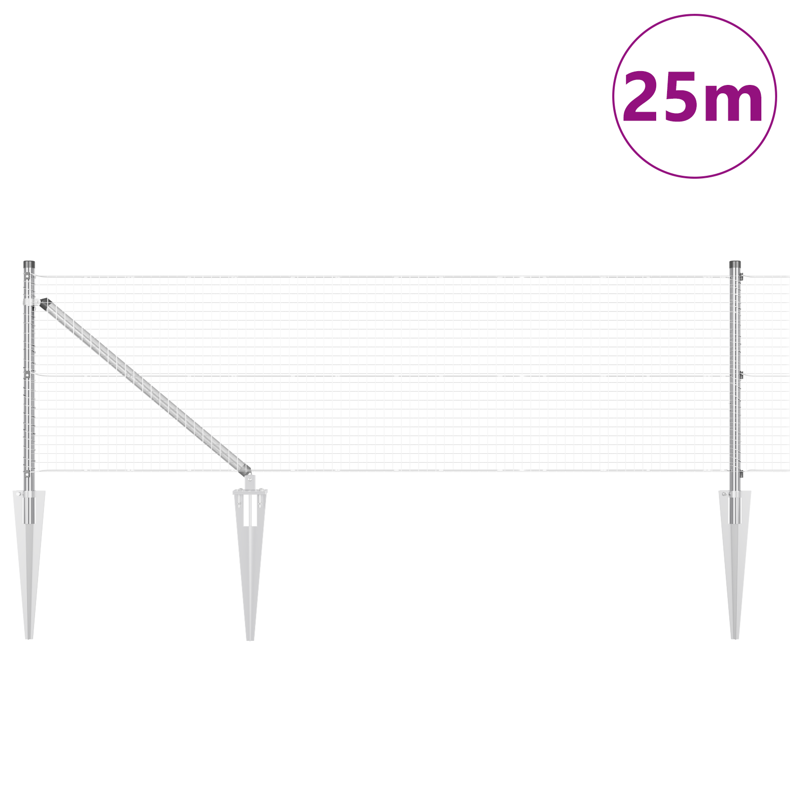 Gjerde med innlegg. sølv 0.8 x 25 m Stål
