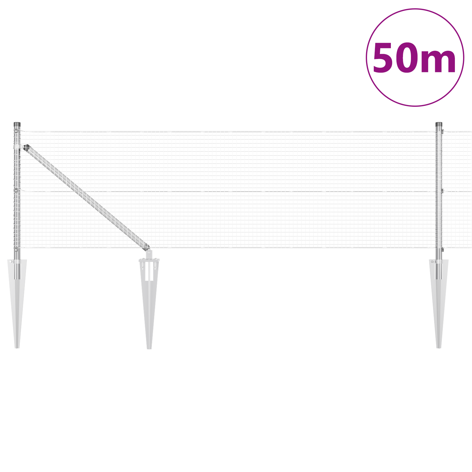 Gjerde med innlegg. sølv 0.8 x 50 m Stål