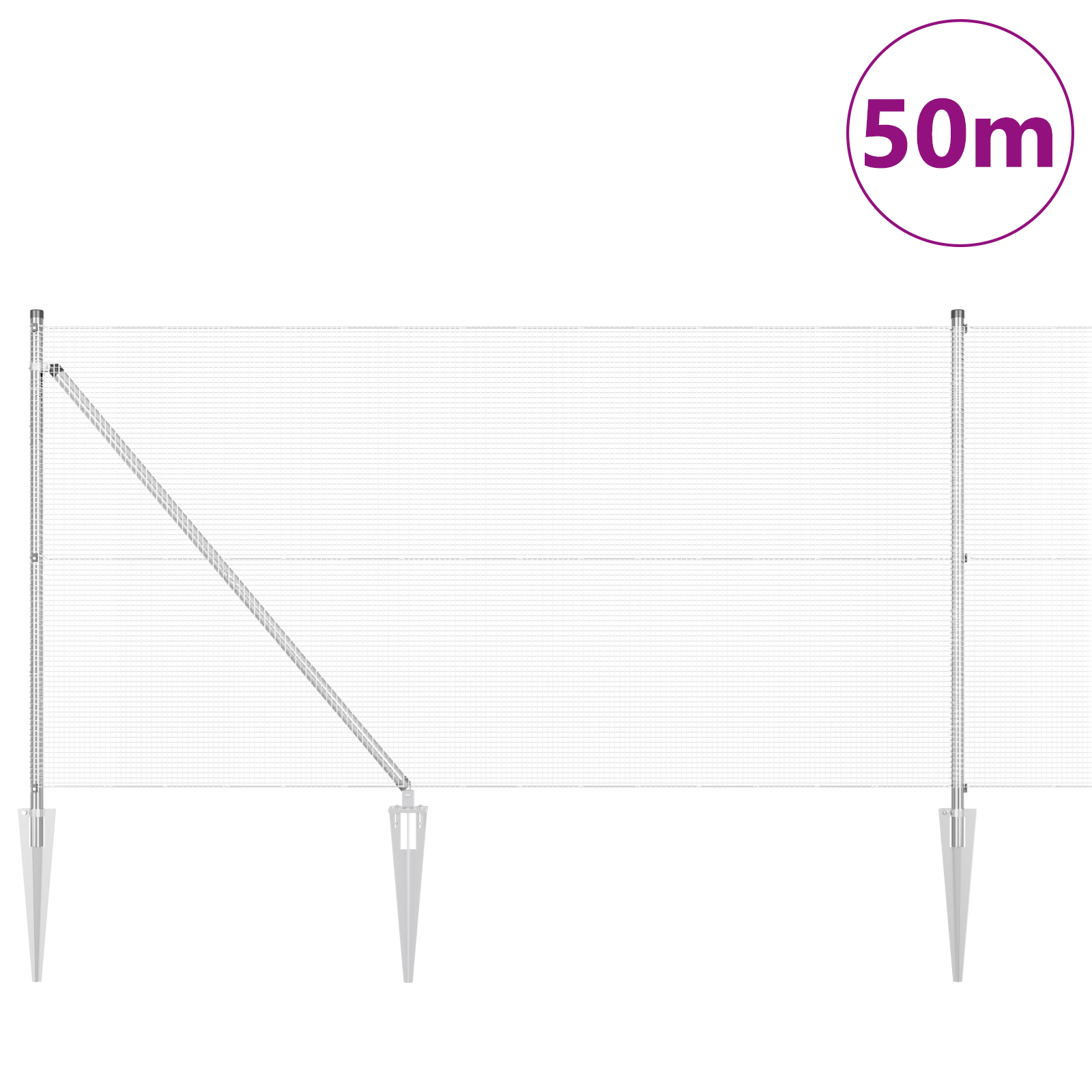 Gjerde med innlegg. sølv 1 x 50 m Stål
