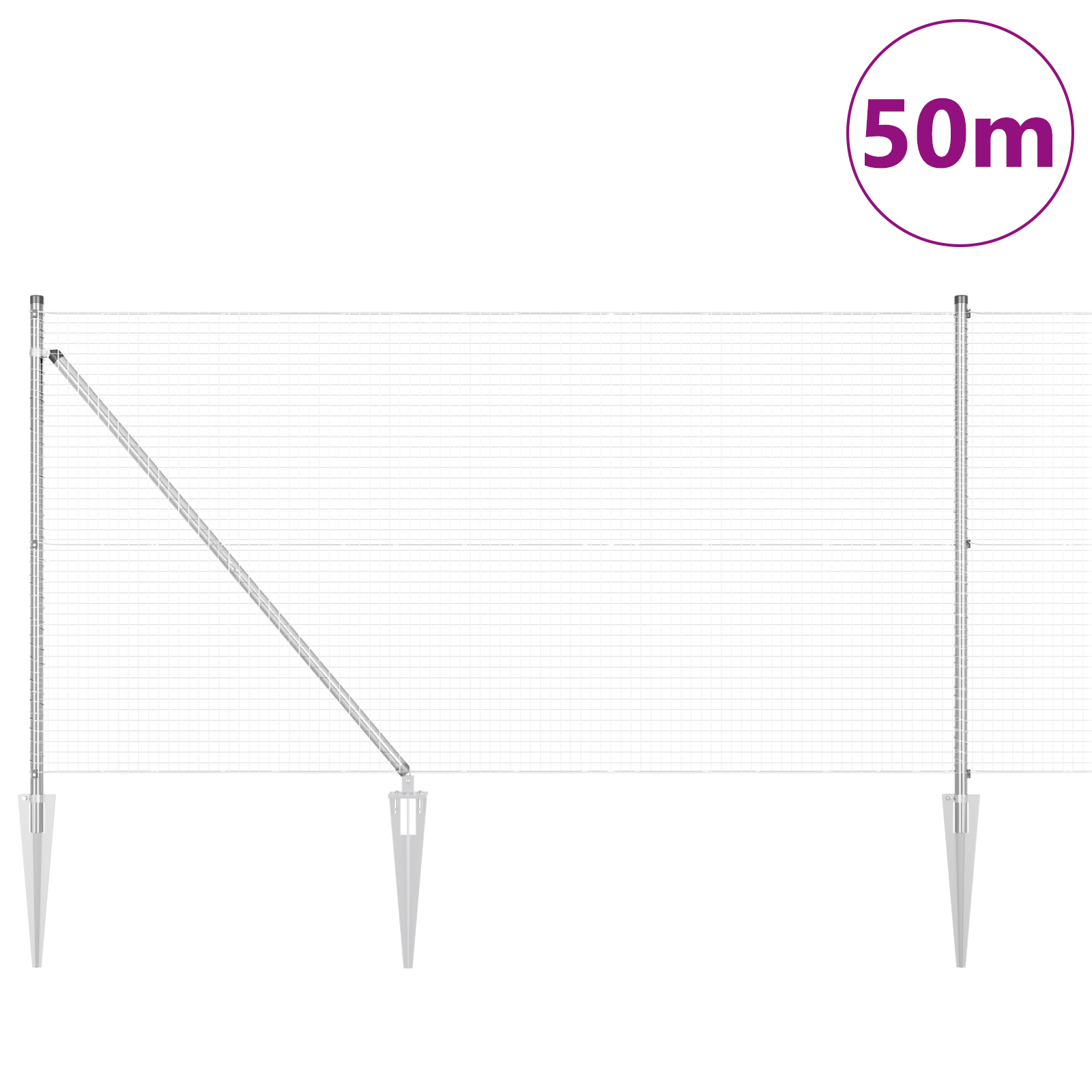 Gjerde med innlegg. sølv 1 x 50 m Stål