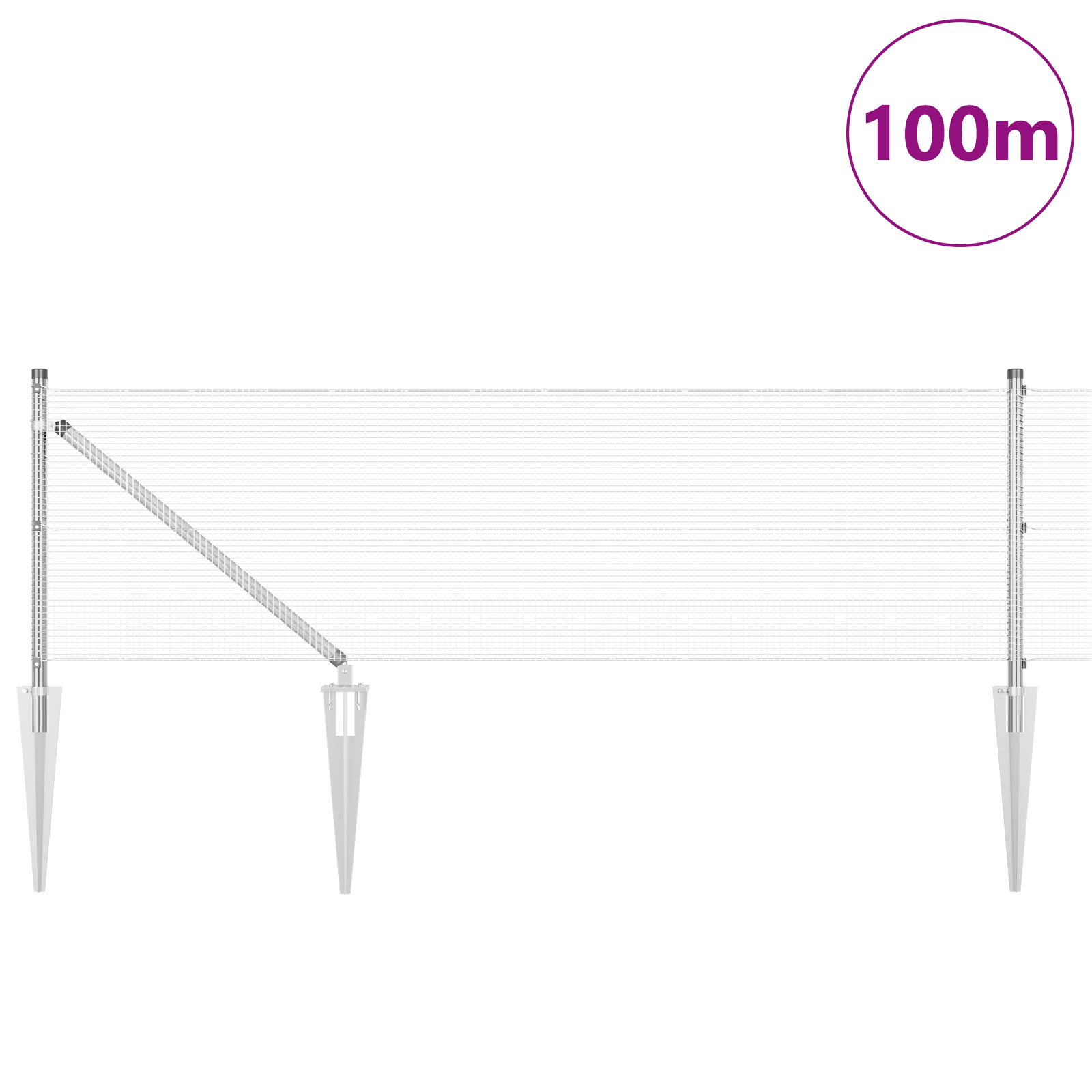 Gjerde med innlegg. sølv 0.6 x 100 m Stål