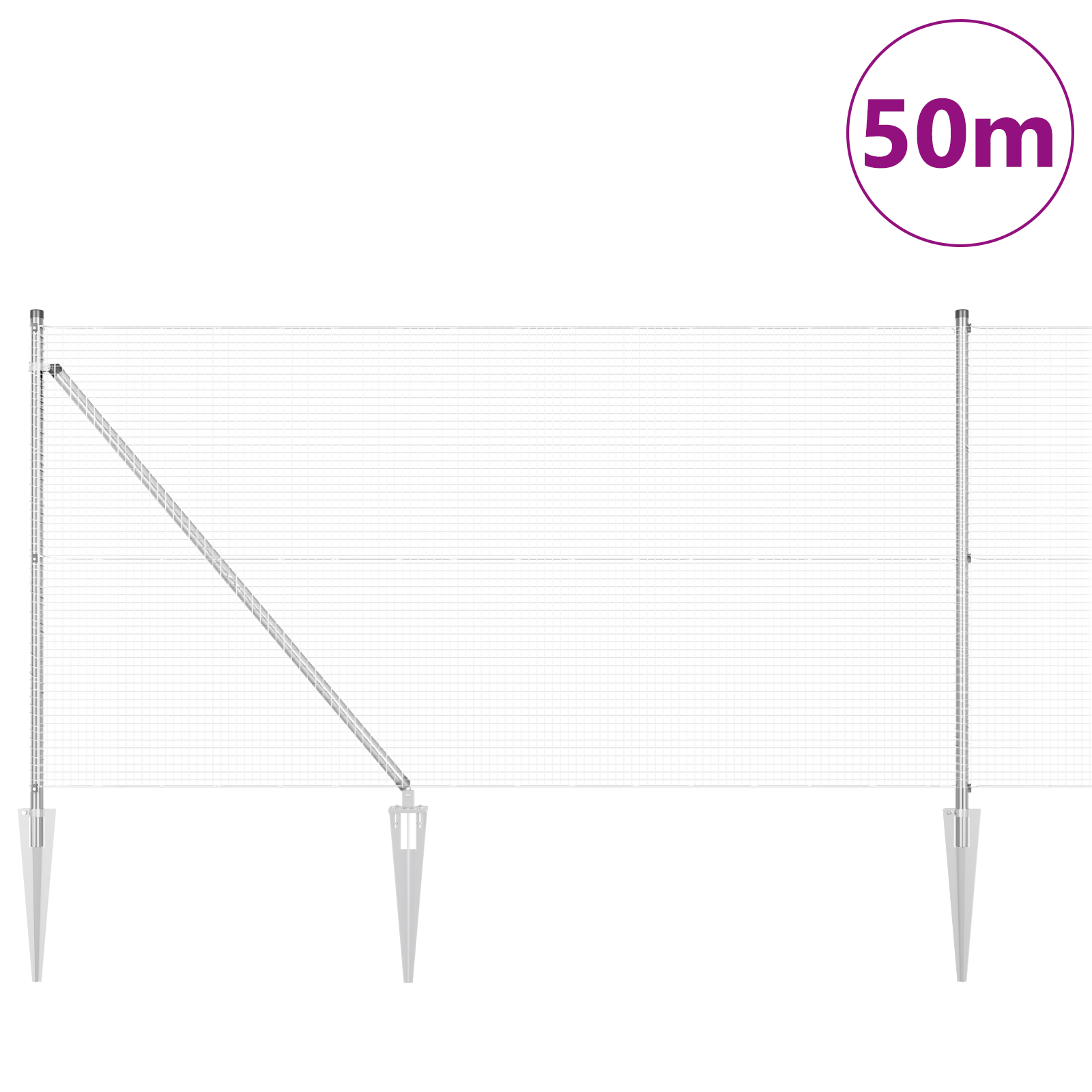 Gjerde med innlegg. sølv 1 x 100 m Stål