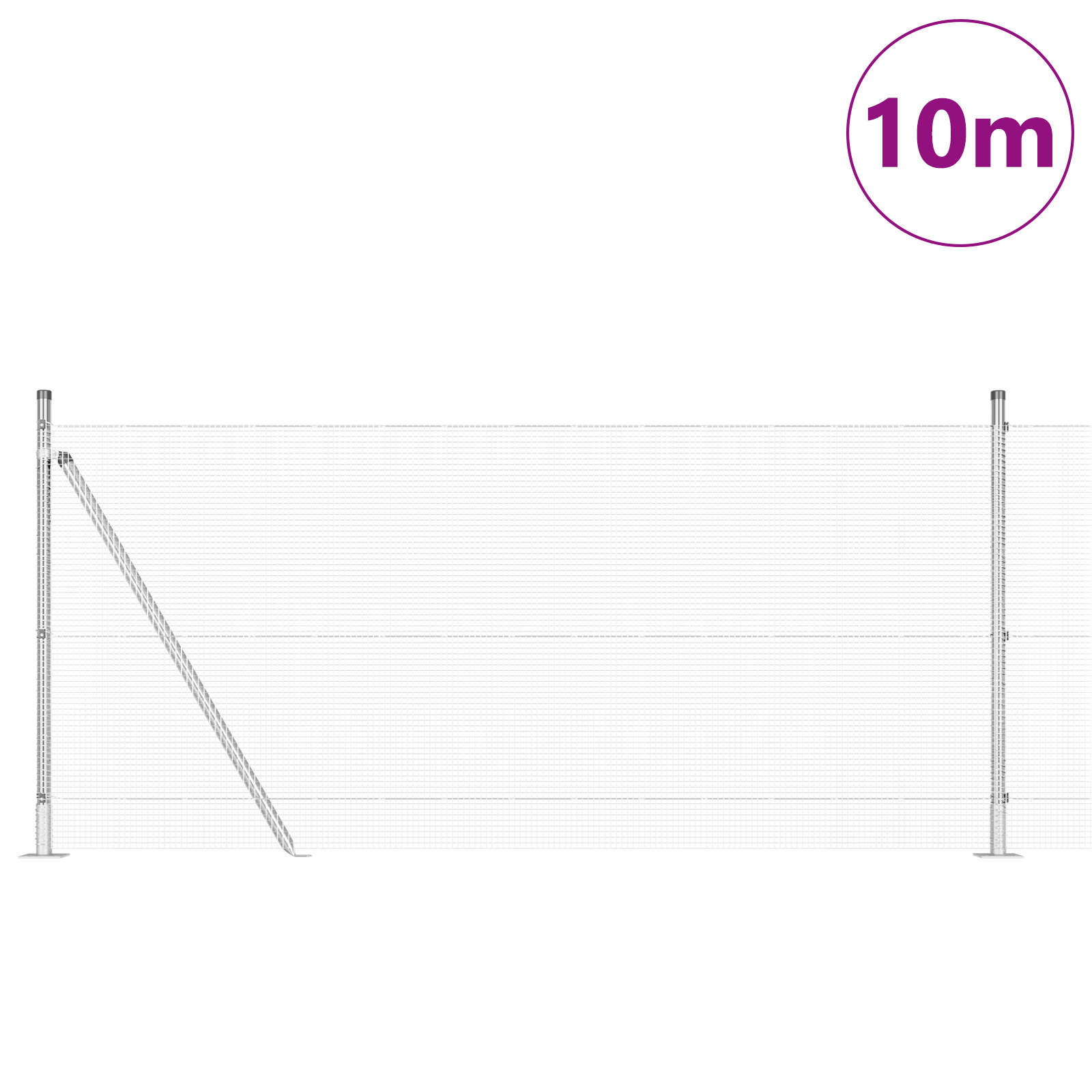 Gjerde med innlegg. sølv 0.8 x 10 m Stål