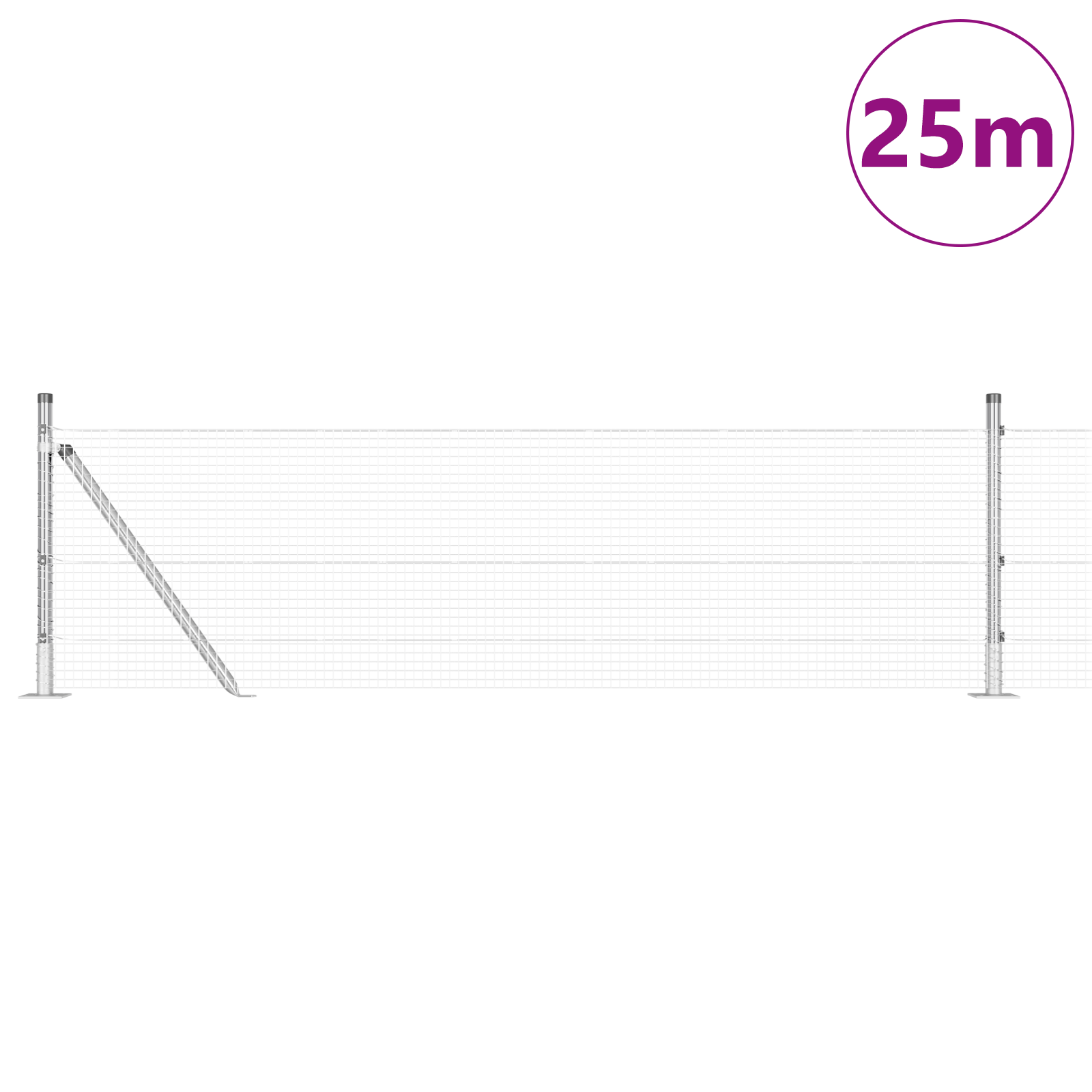 Gjerde med innlegg. sølv 0.6 x 25 m Stål