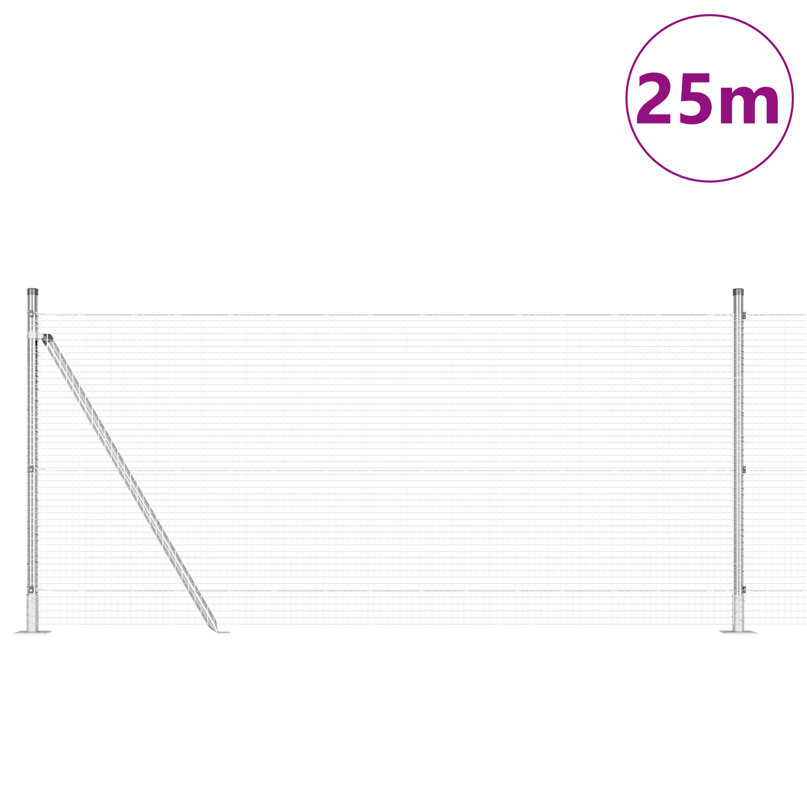 Gjerde med innlegg. sølv 0.8 x 25 m Stål