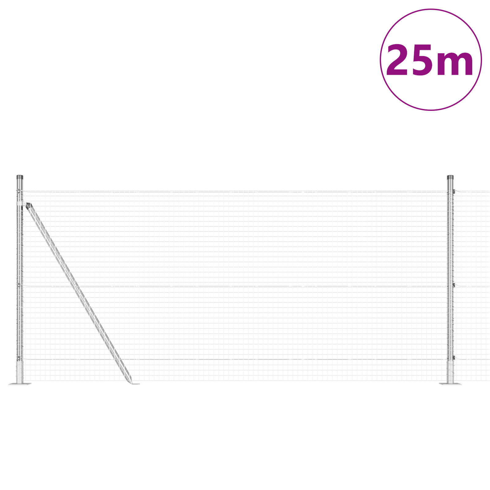 Gjerde med innlegg. sølv 0.8 x 25 m Stål