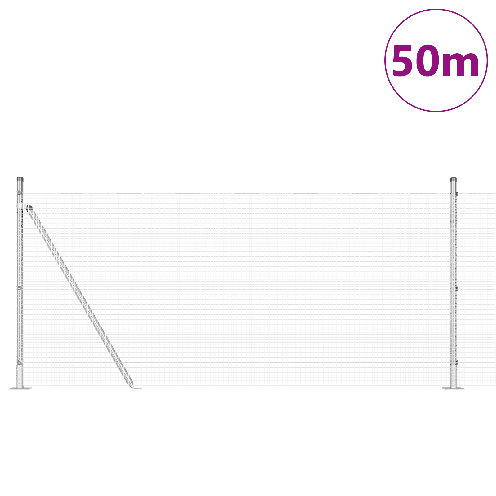 Gjerde med innlegg. sølv 1 x 50 m Stål
