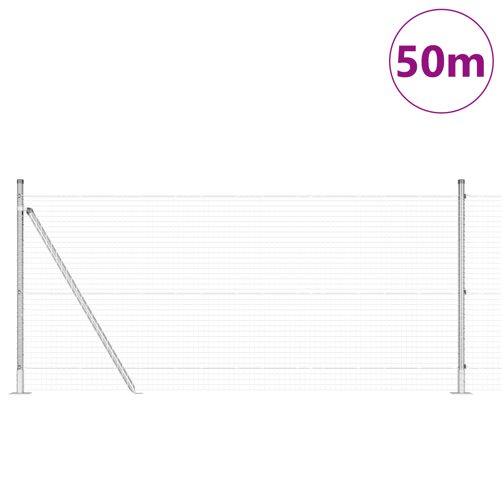 Gjerde med innlegg. sølv 1 x 50 m Stål