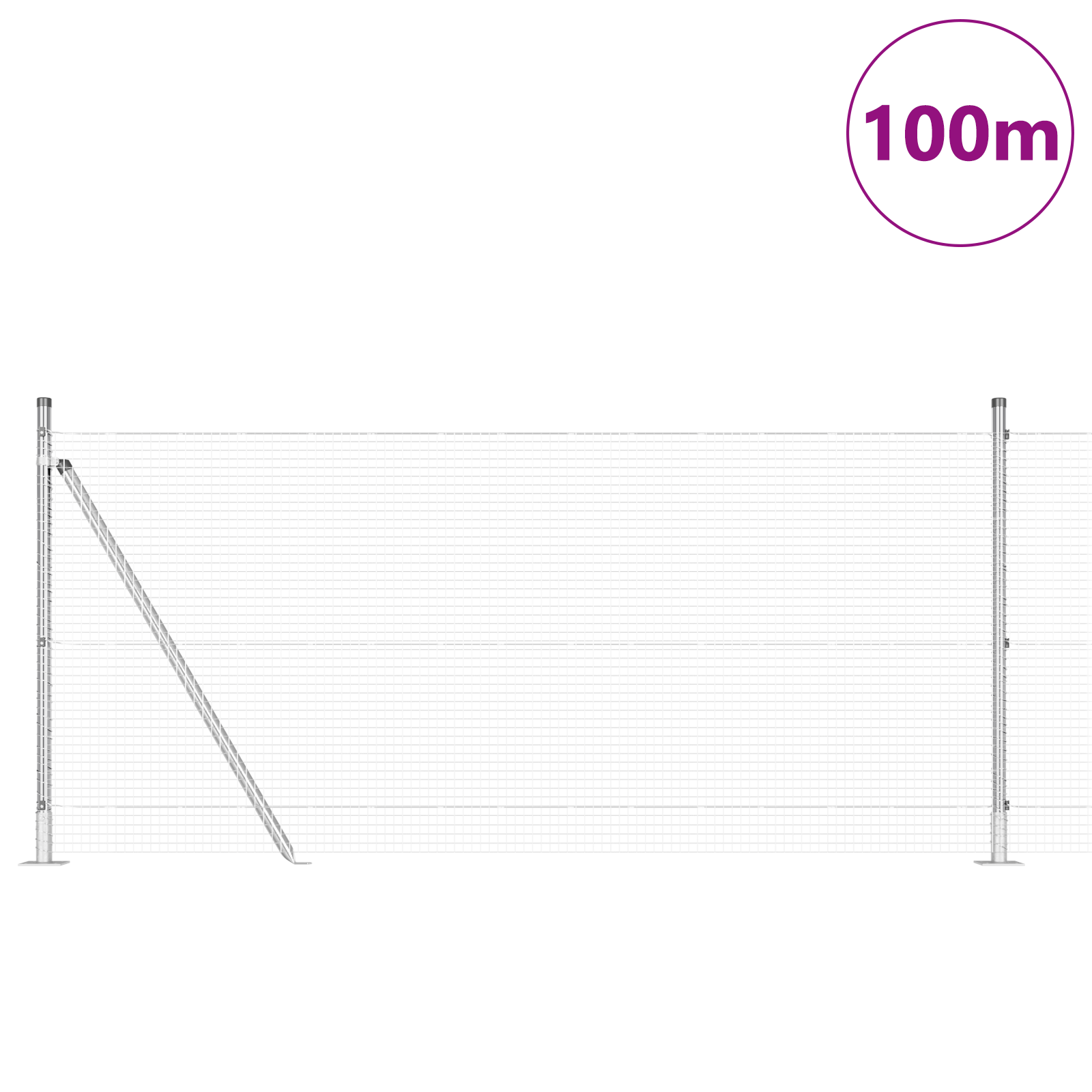 Gjerde med innlegg. sølv 1 x 100 m Stål