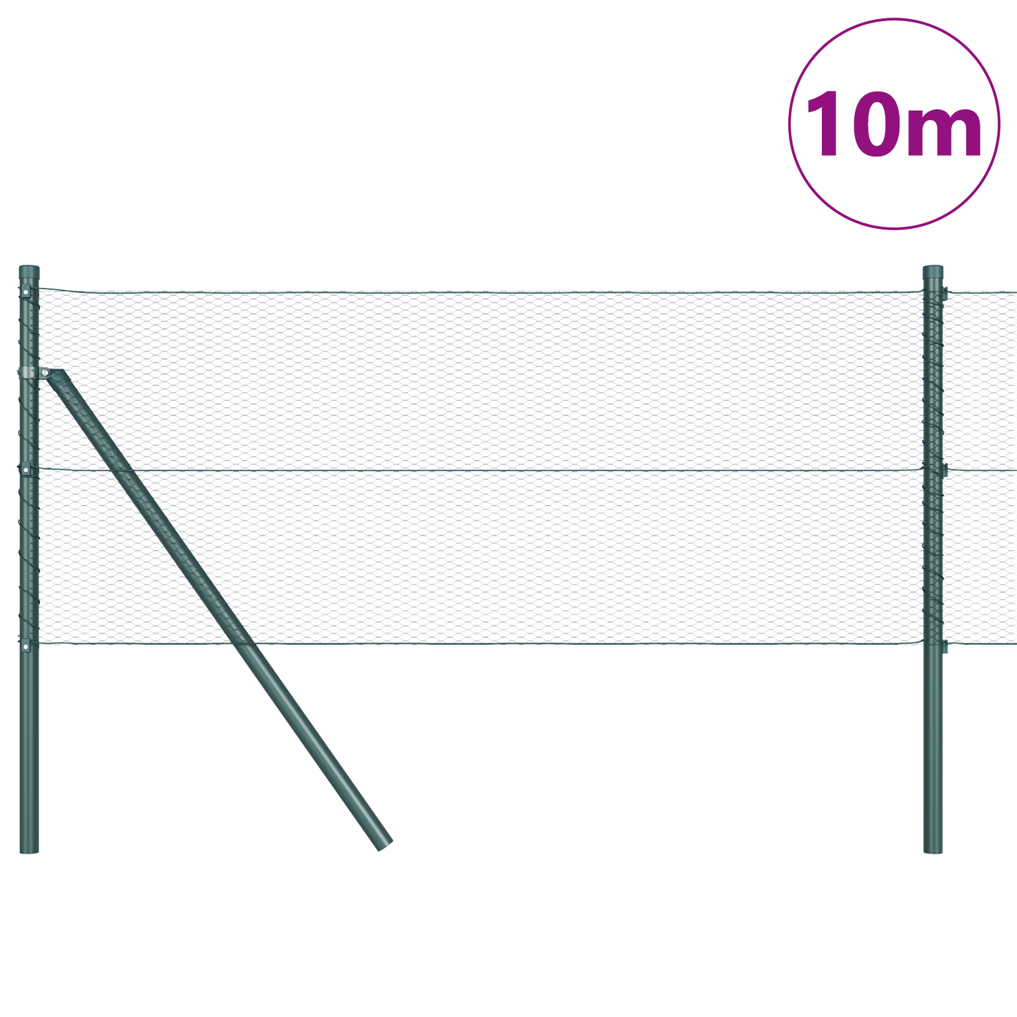 Sekskantet gjerde grunstift 10 x 0,6 m PVC-belagt stål Grønn