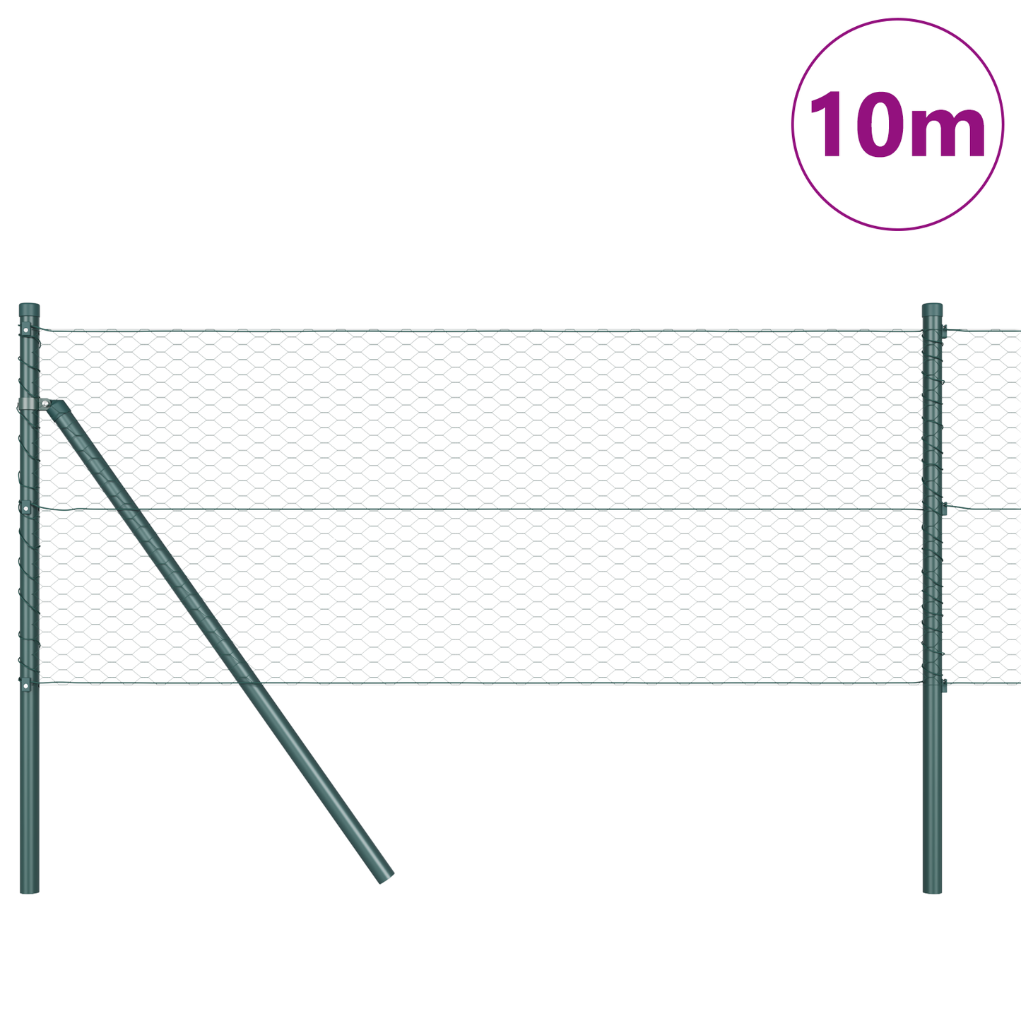 Sekskantet gjerde grunstift 10 x 0,6 m PVC-belagt stål Grønn