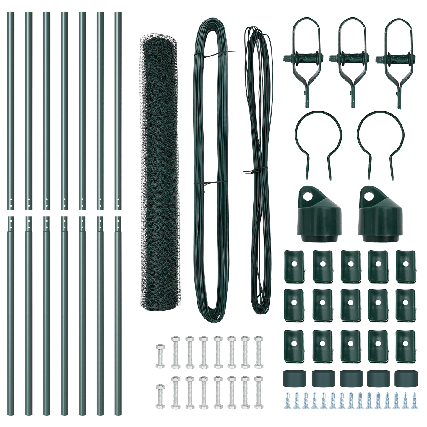 Gjerdepåle grønn 10 x 1,4 m (25 mm nett) Stål og PVC