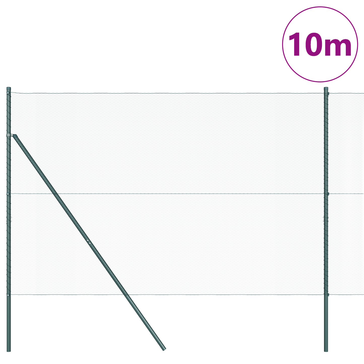 Sekskantet gjerde grunstift 10 x 1,5 m PVC-belagt stål Grønn