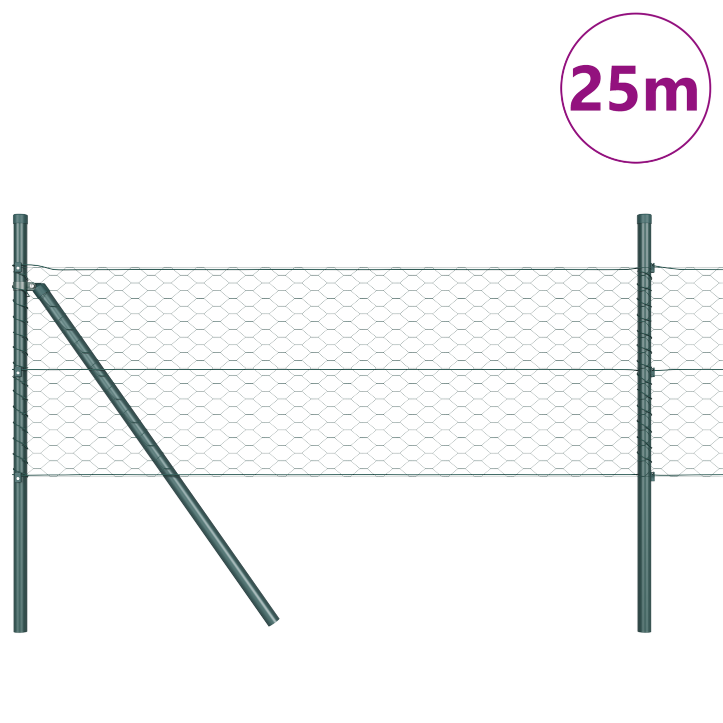 Sekskantet gjerde grunstift 25 x 0,4 m PVC-belagt stål Grønn