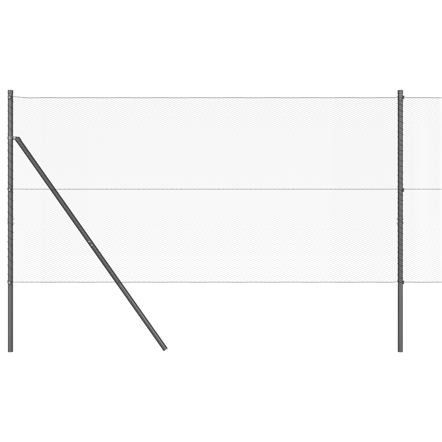 Sekskantet gjerde grunstift 10 x 1,2 m PVC-belagt stål Grå Mesh