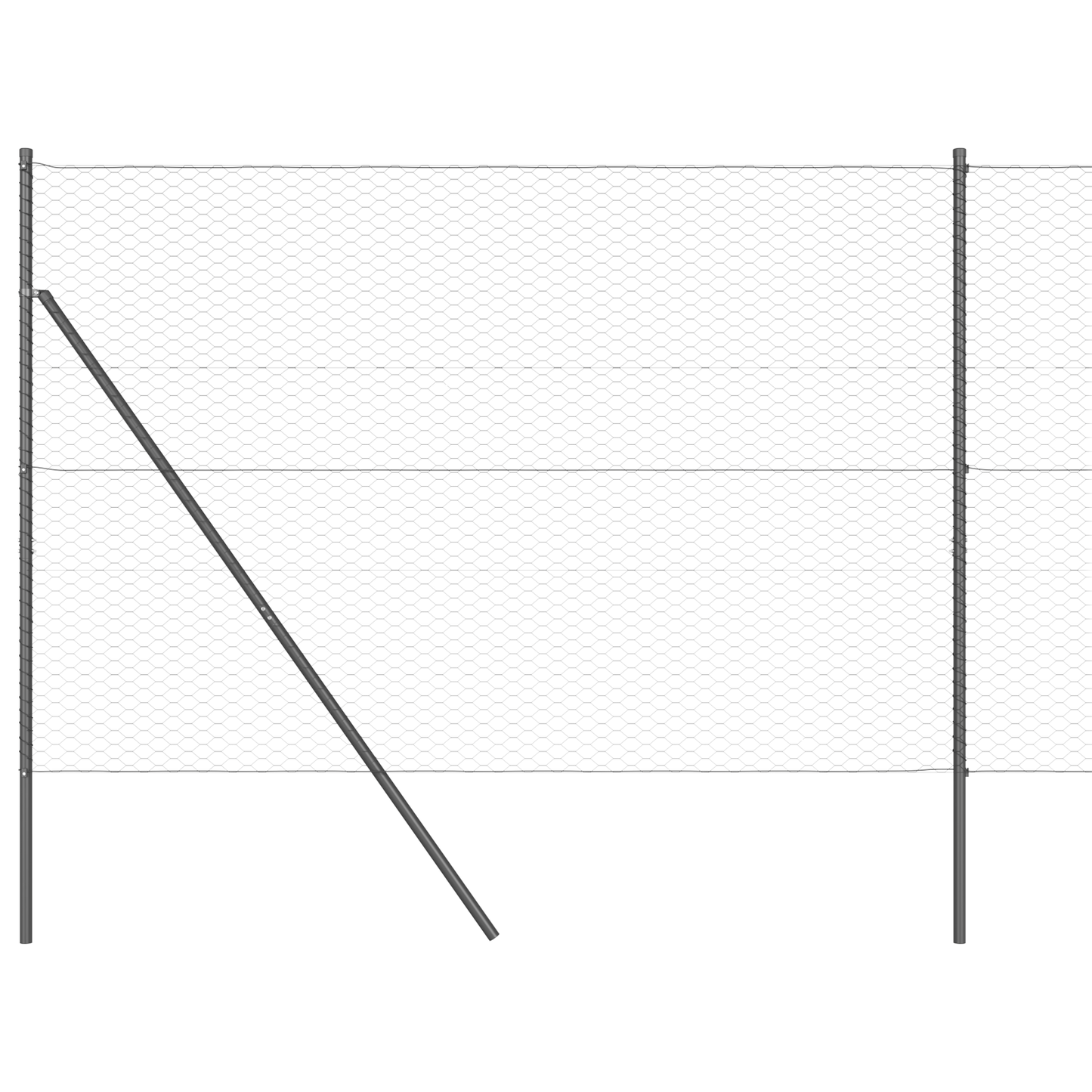 Sekskantet gjerde grunstift 10 x 1,6 m PVC-belagt stål Grå Mesh