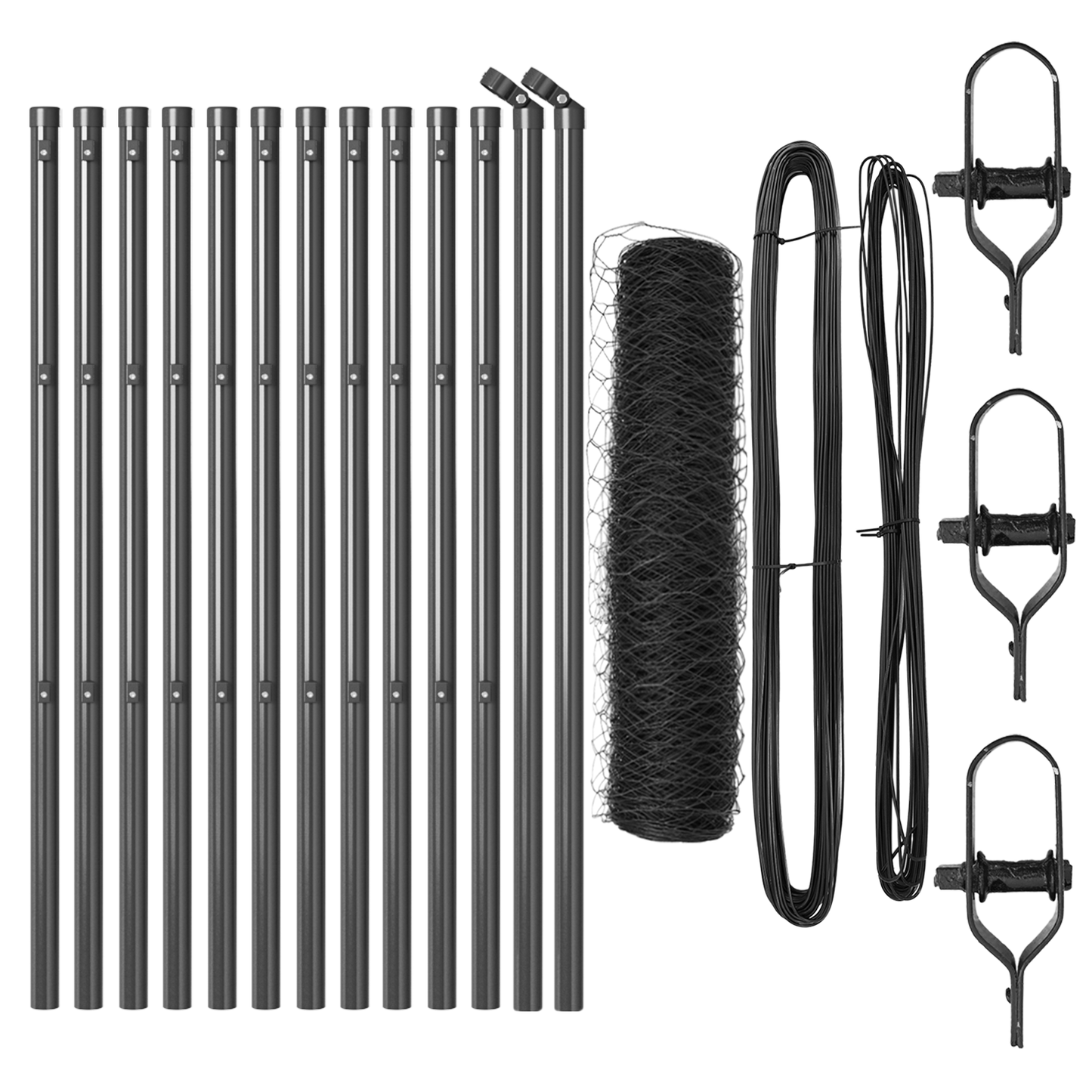 Sekskantet gjerde grunstift 25 x 0,4 m PVC-belagt stål Grå Mesh
