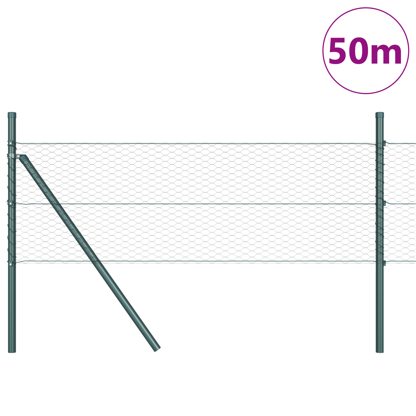 Sekskantet gjerde grunstift 50 x 0,8 m PVC-belagt stål Grå Mesh